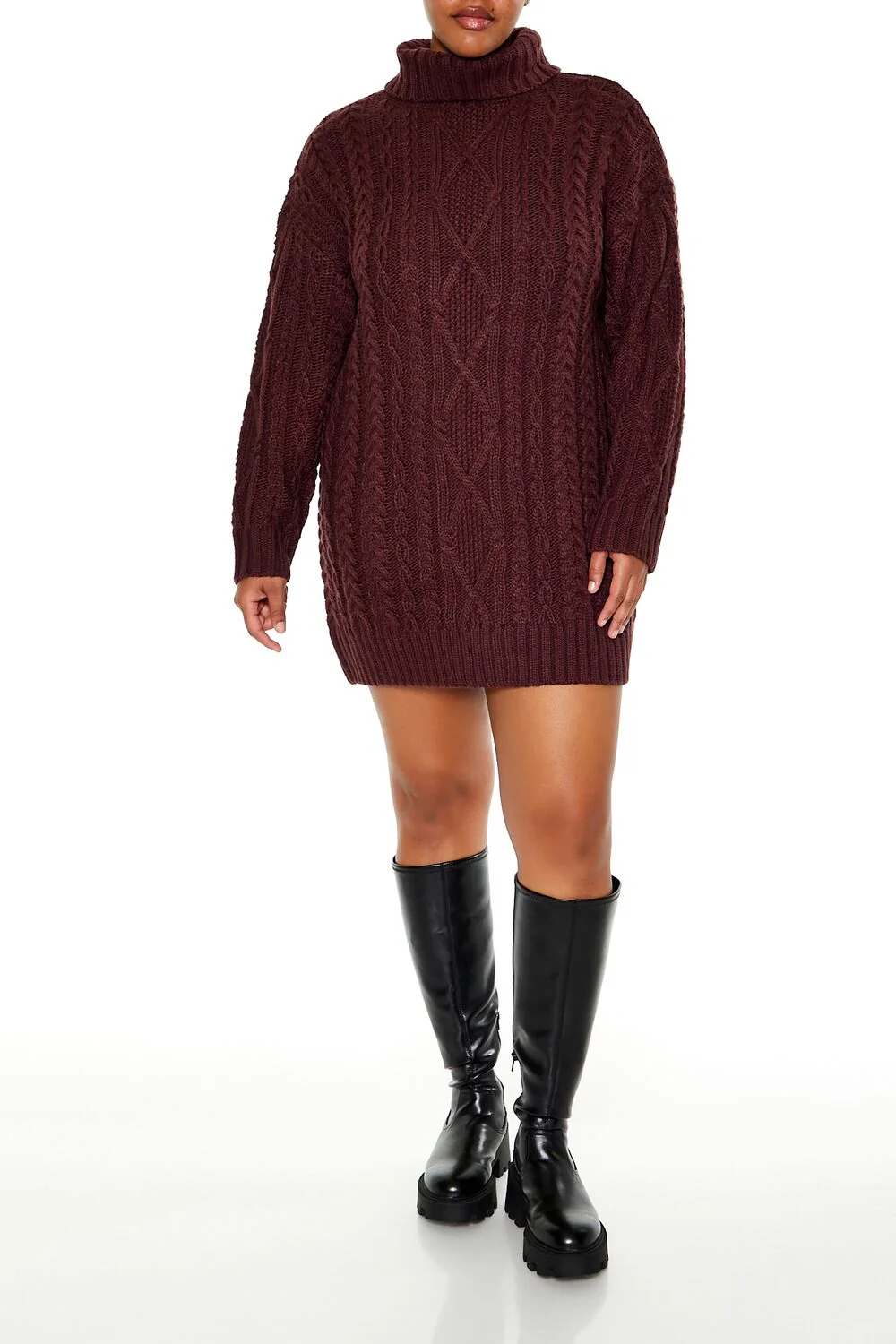 Plus Size Turtleneck Mini Sweater Dress - Image 6