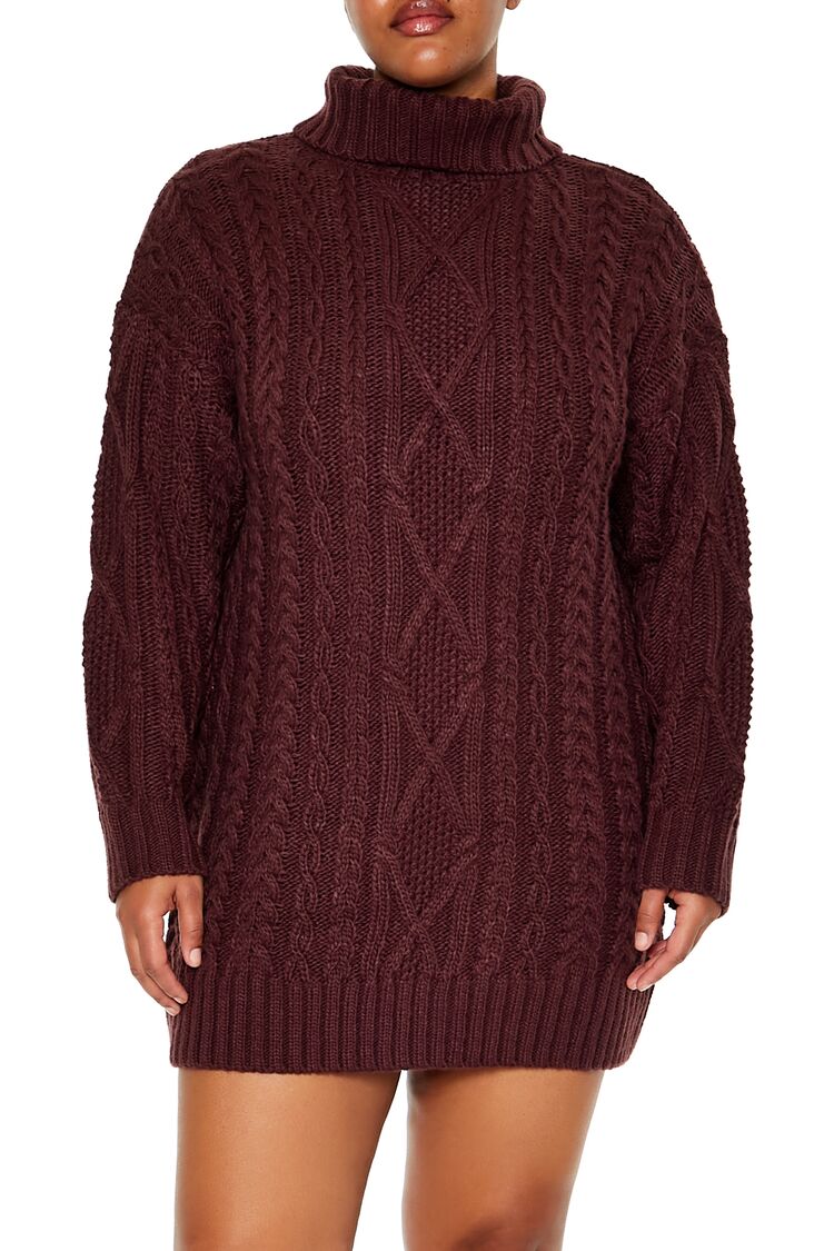 Plus Size Turtleneck Mini Sweater Dress - Image 7