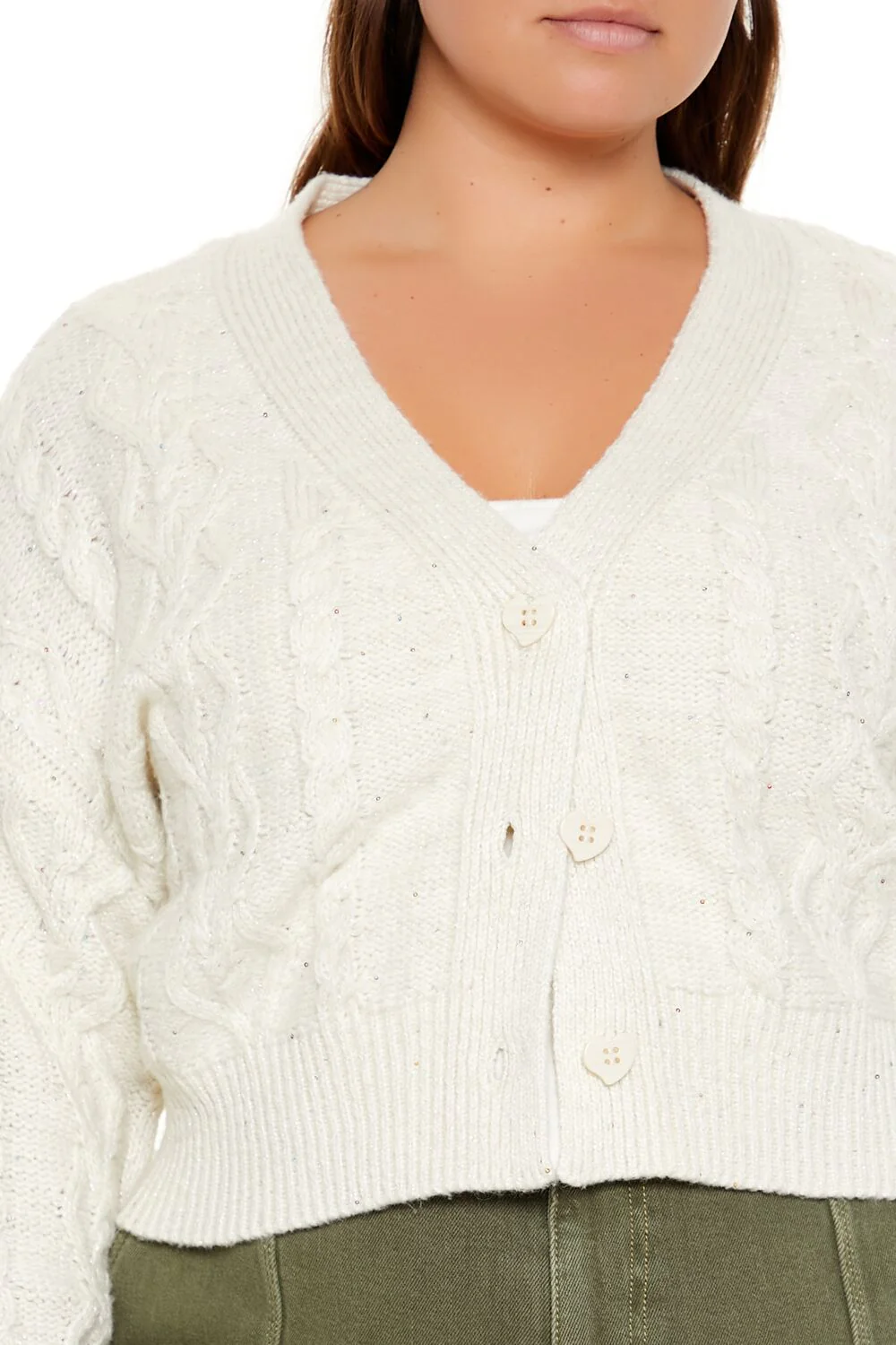 Plus Size Cable Knit Cardigan Sweater - Image 3