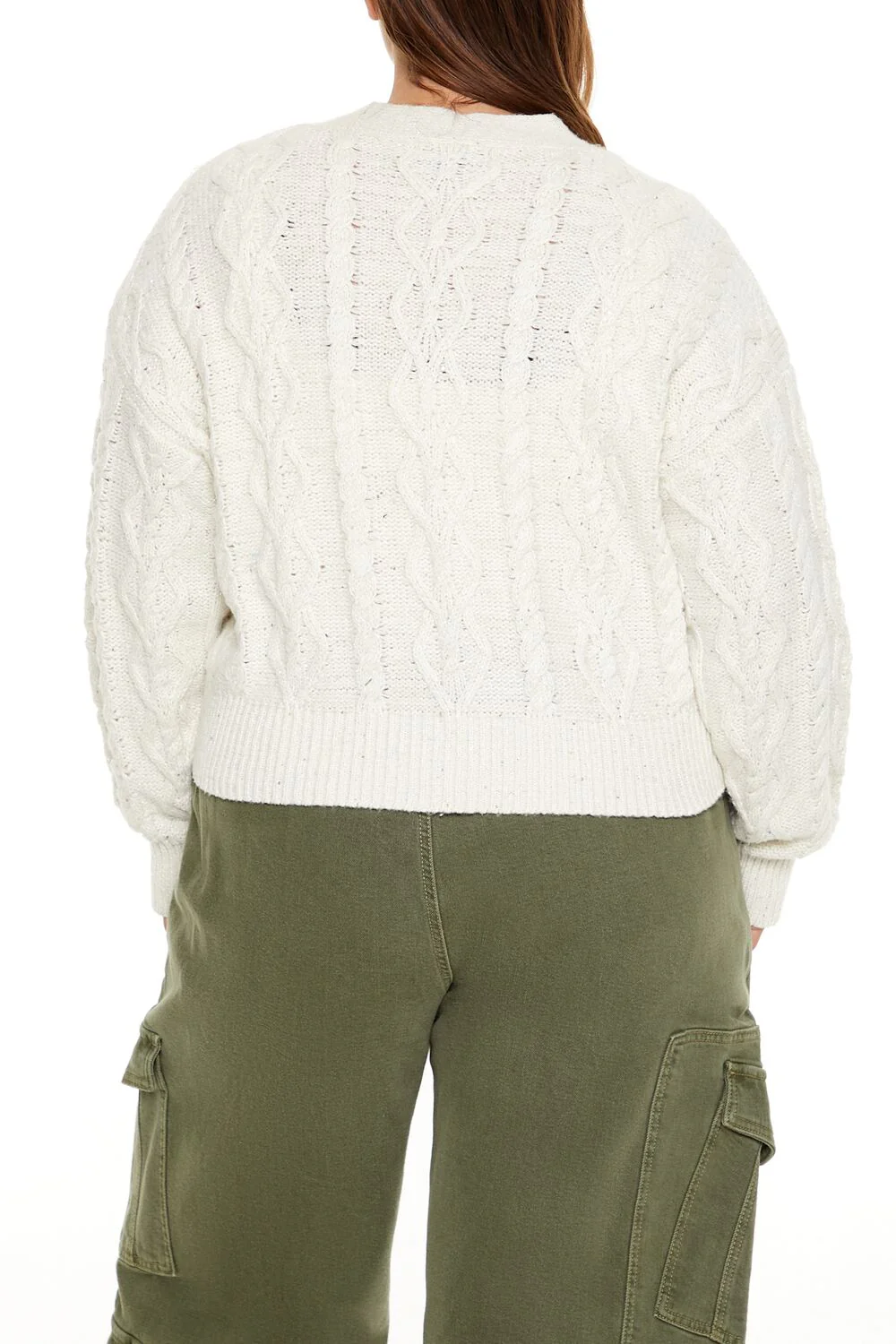 Plus Size Cable Knit Cardigan Sweater - Image 5