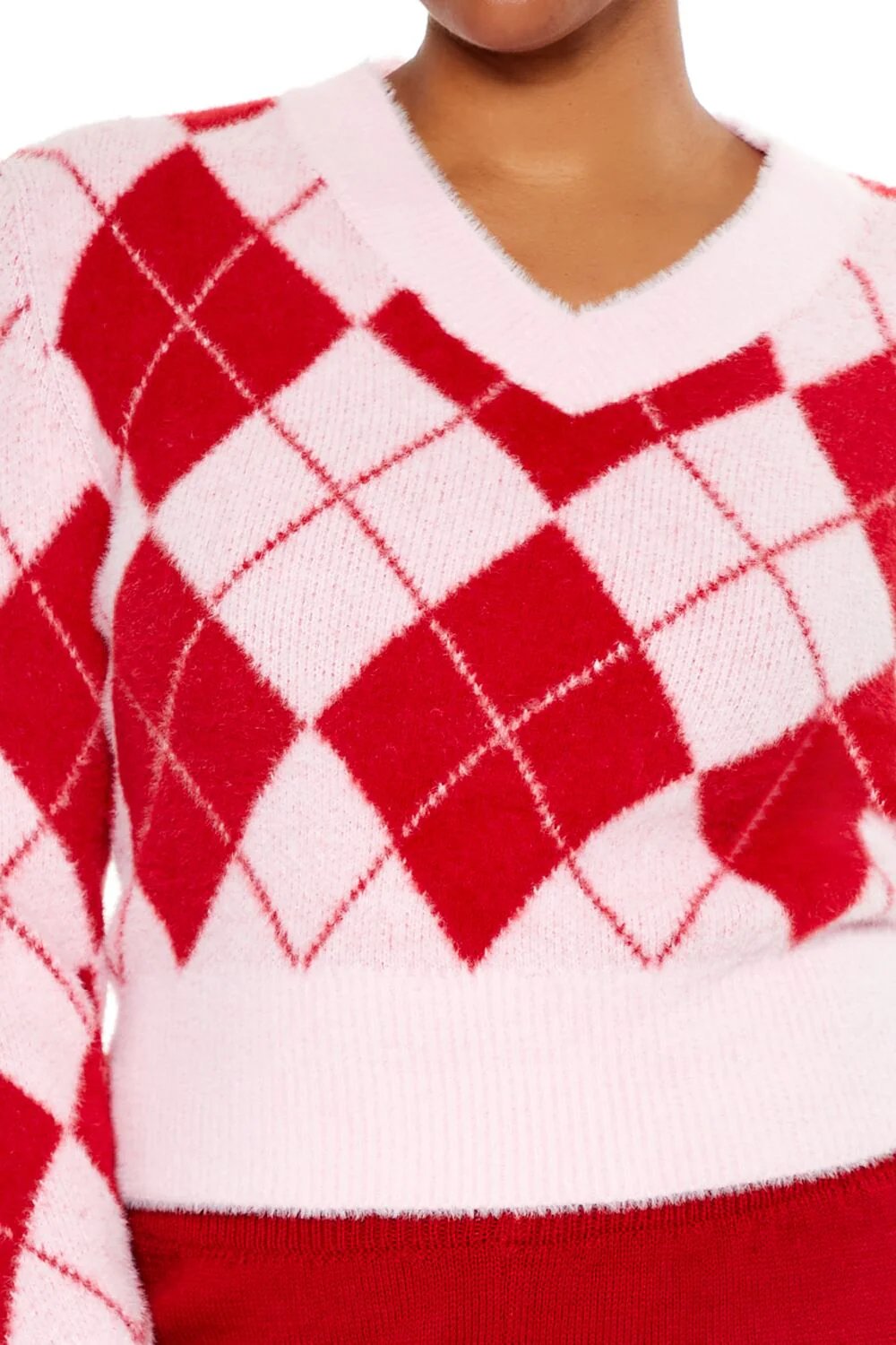 Plus Size Argyle Cropped Sweater - Image 3