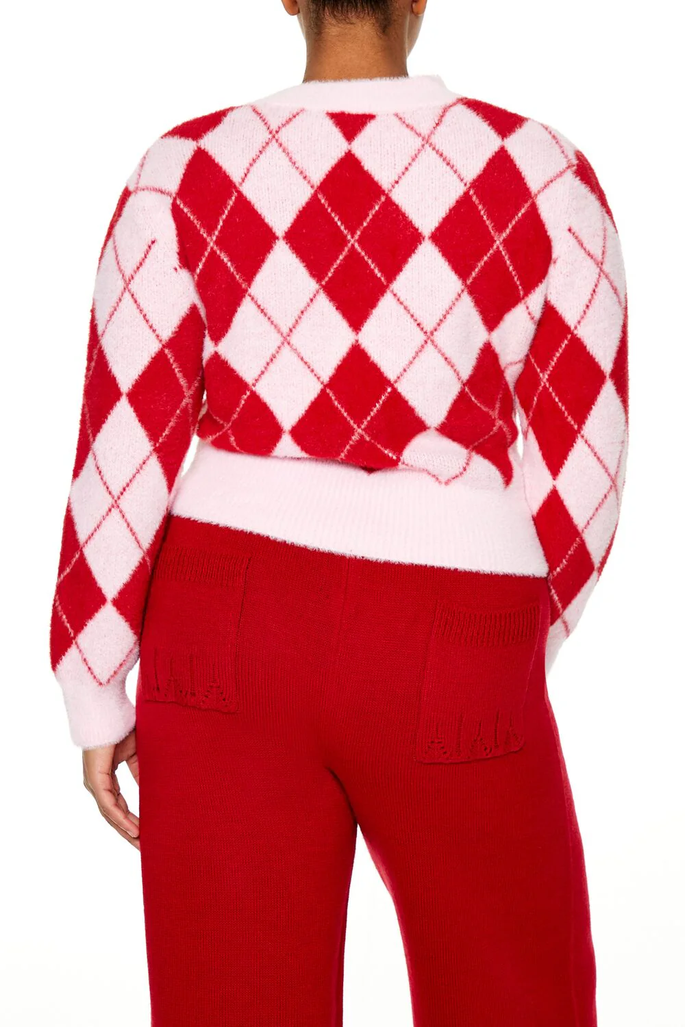 Plus Size Argyle Cropped Sweater - Image 5