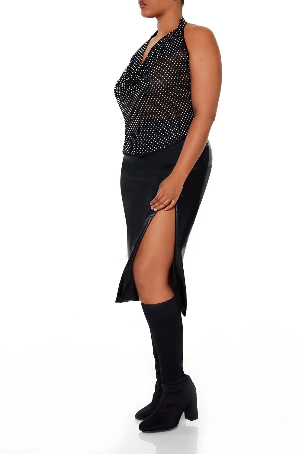 Plus Size Faux Leather Midi Skirt - Image 3