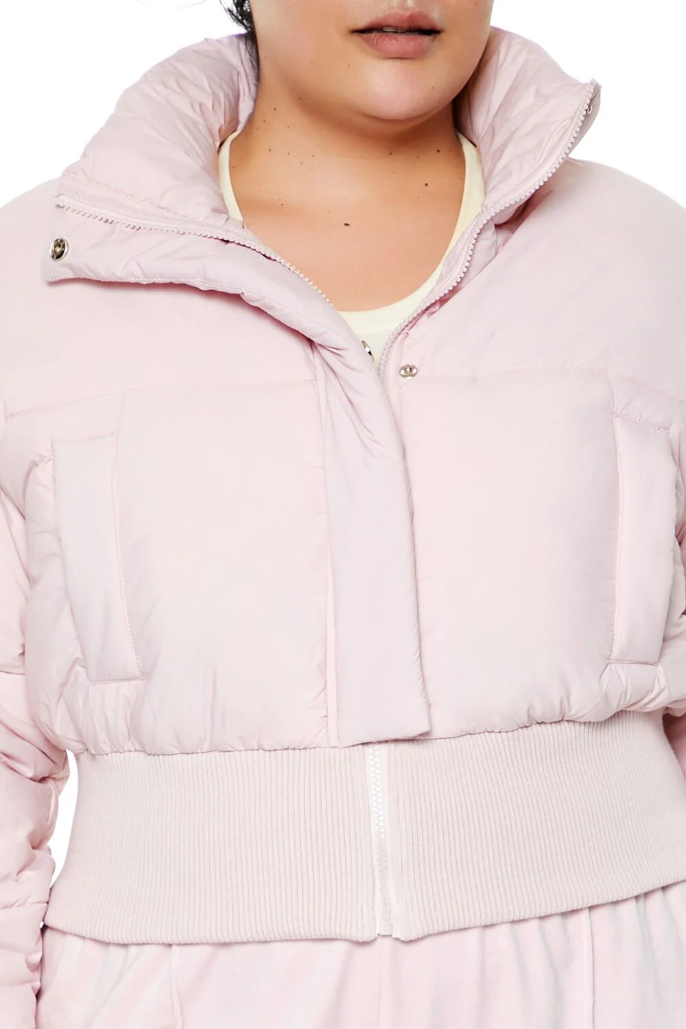 Plus Size Cropped Puffer Jacket - Image 3