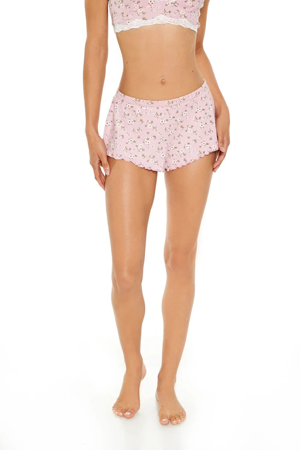 Pointelle Floral Pajama Shorts - Image 2