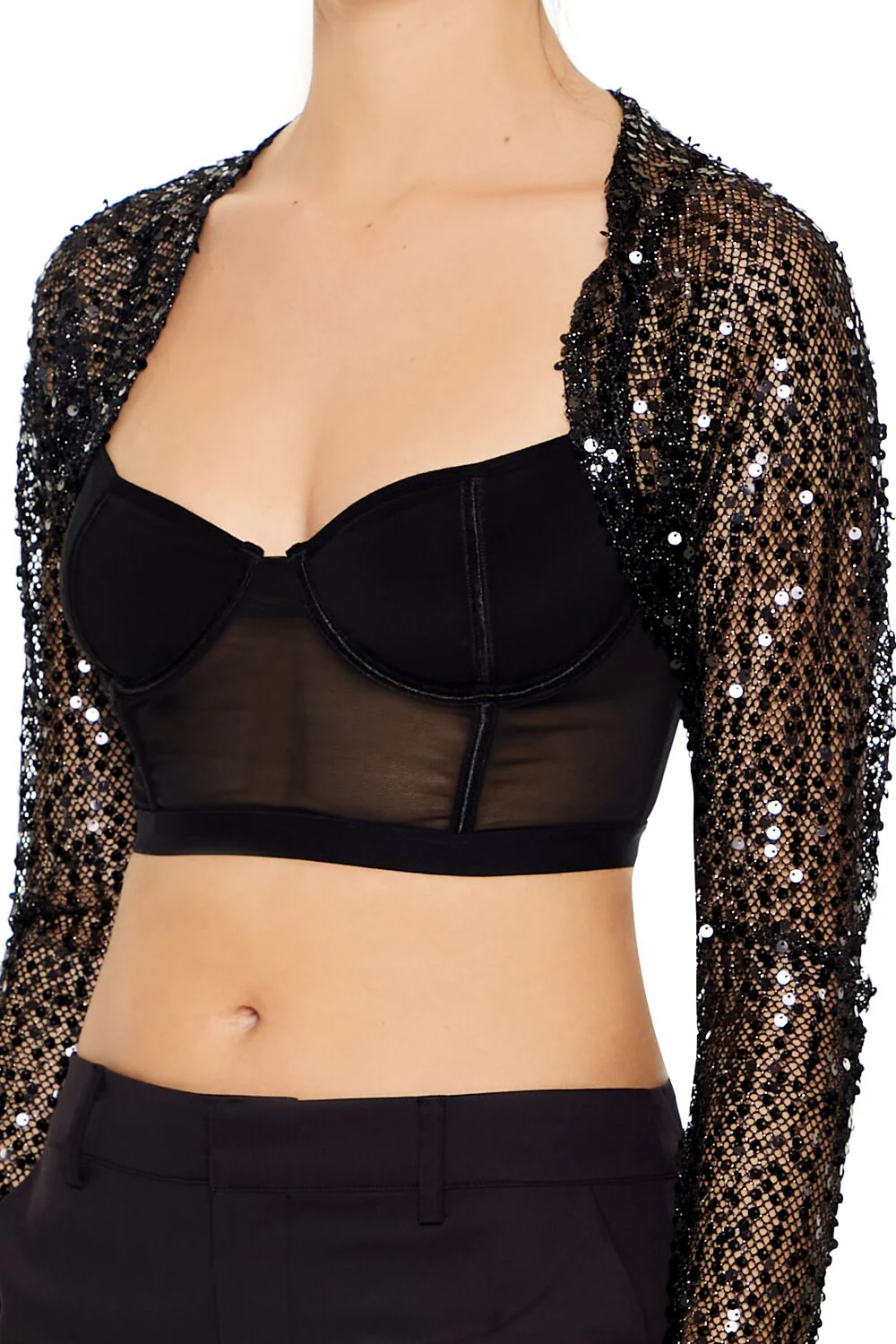 Sequin Mesh Shrug Sweater - Image 3