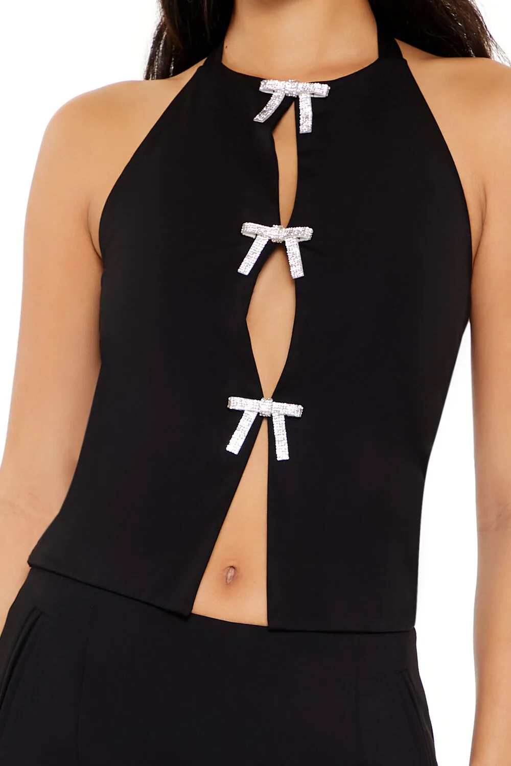 Metallic Bow Halter Top - Image 3