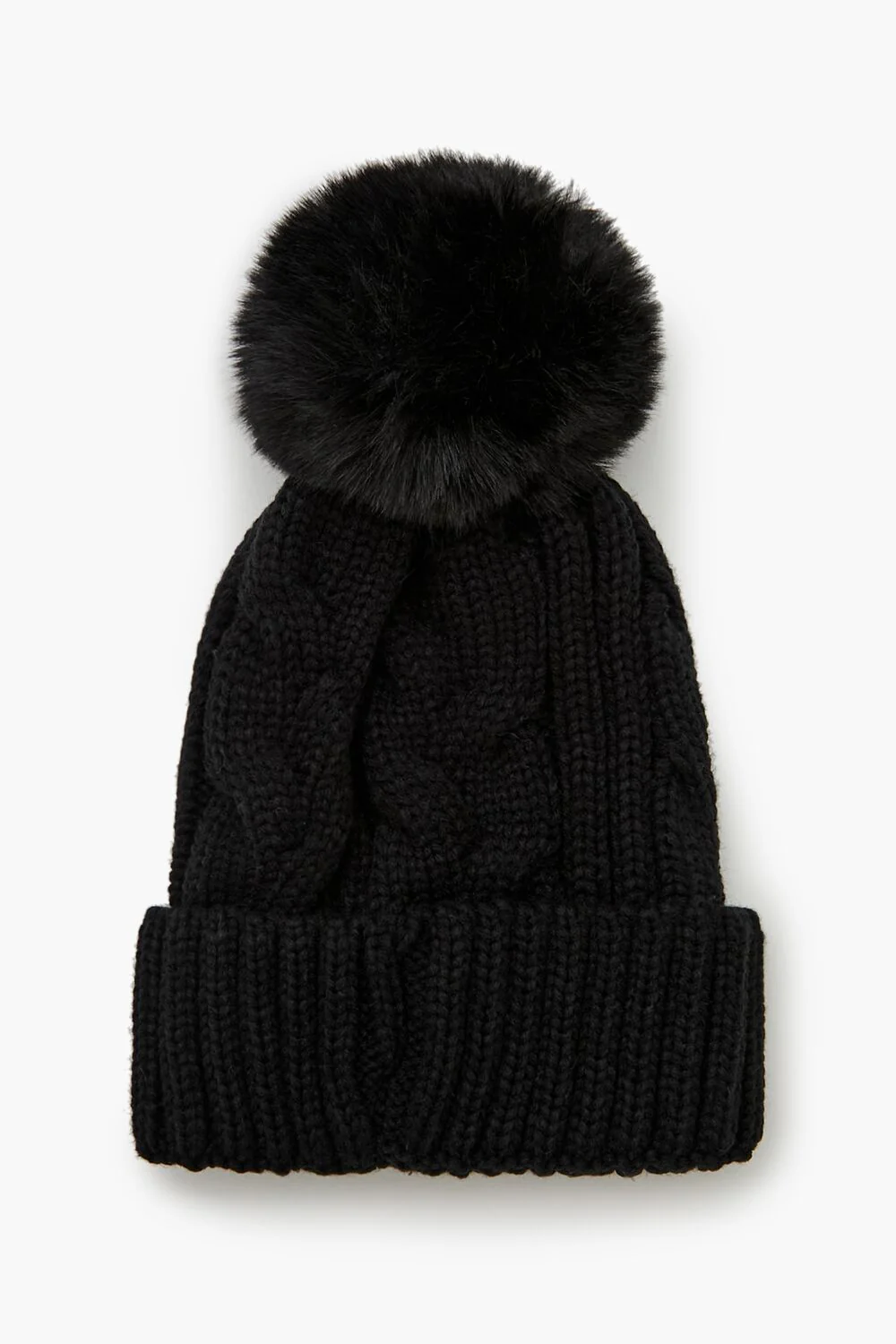 Pom Pom Cable Knit Beanie - Image 2