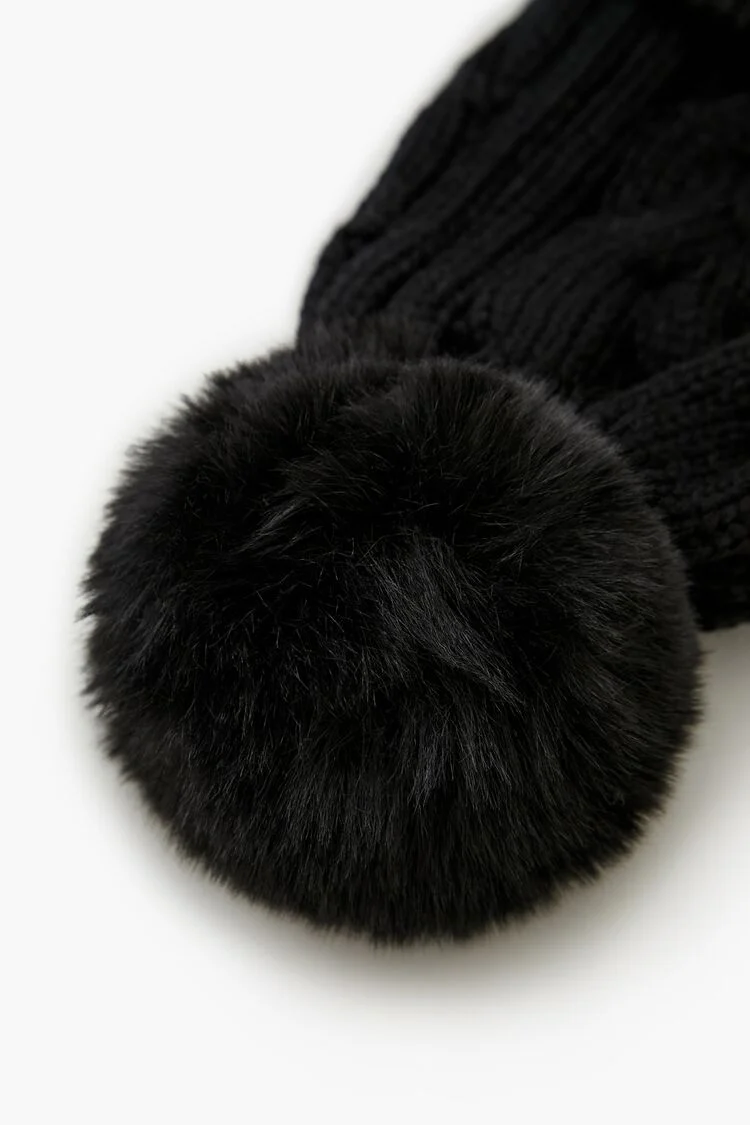 Pom Pom Cable Knit Beanie - Image 4