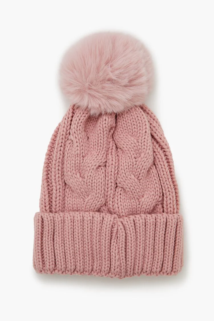 Pom Pom Cable Knit Beanie - Image 9