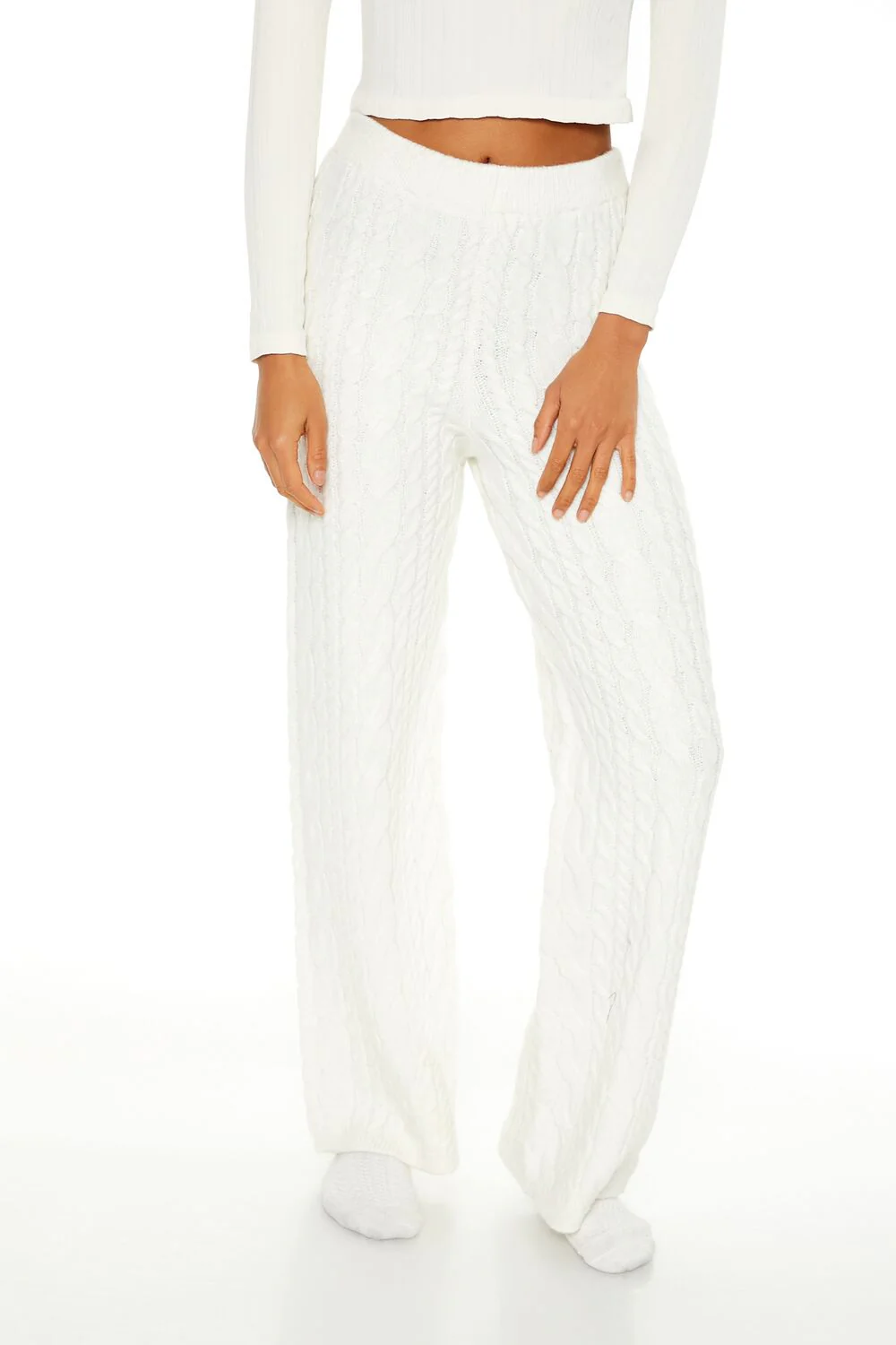 Cable Knit Wide-Leg Pajama Pants - Image 2