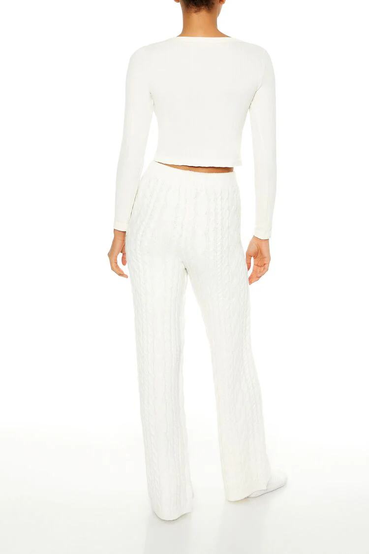 Cable Knit Wide-Leg Pajama Pants - Image 4