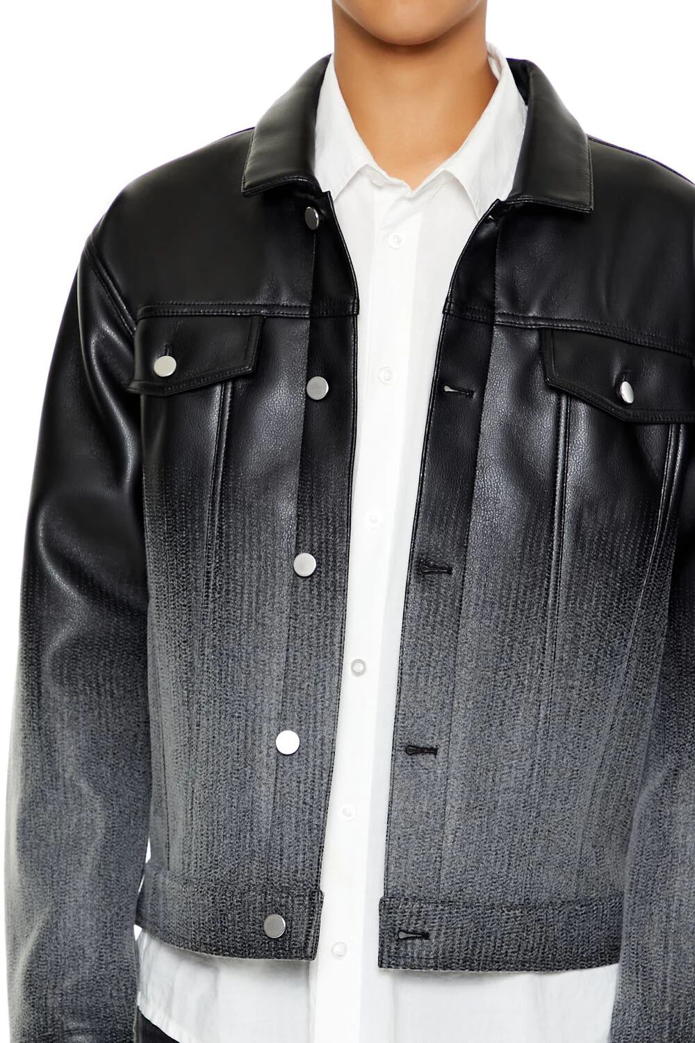 Ombre Faux Leather Moto Jacket - Image 3