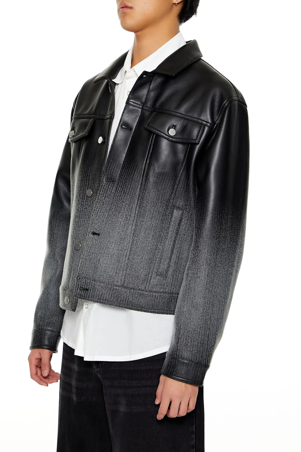 Ombre Faux Leather Moto Jacket - Image 4