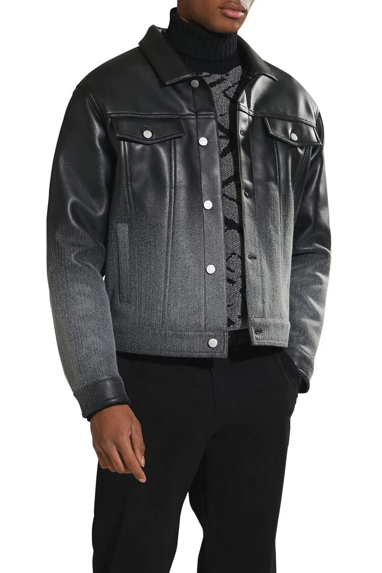 Ombre Faux Leather Moto Jacket - Image 6