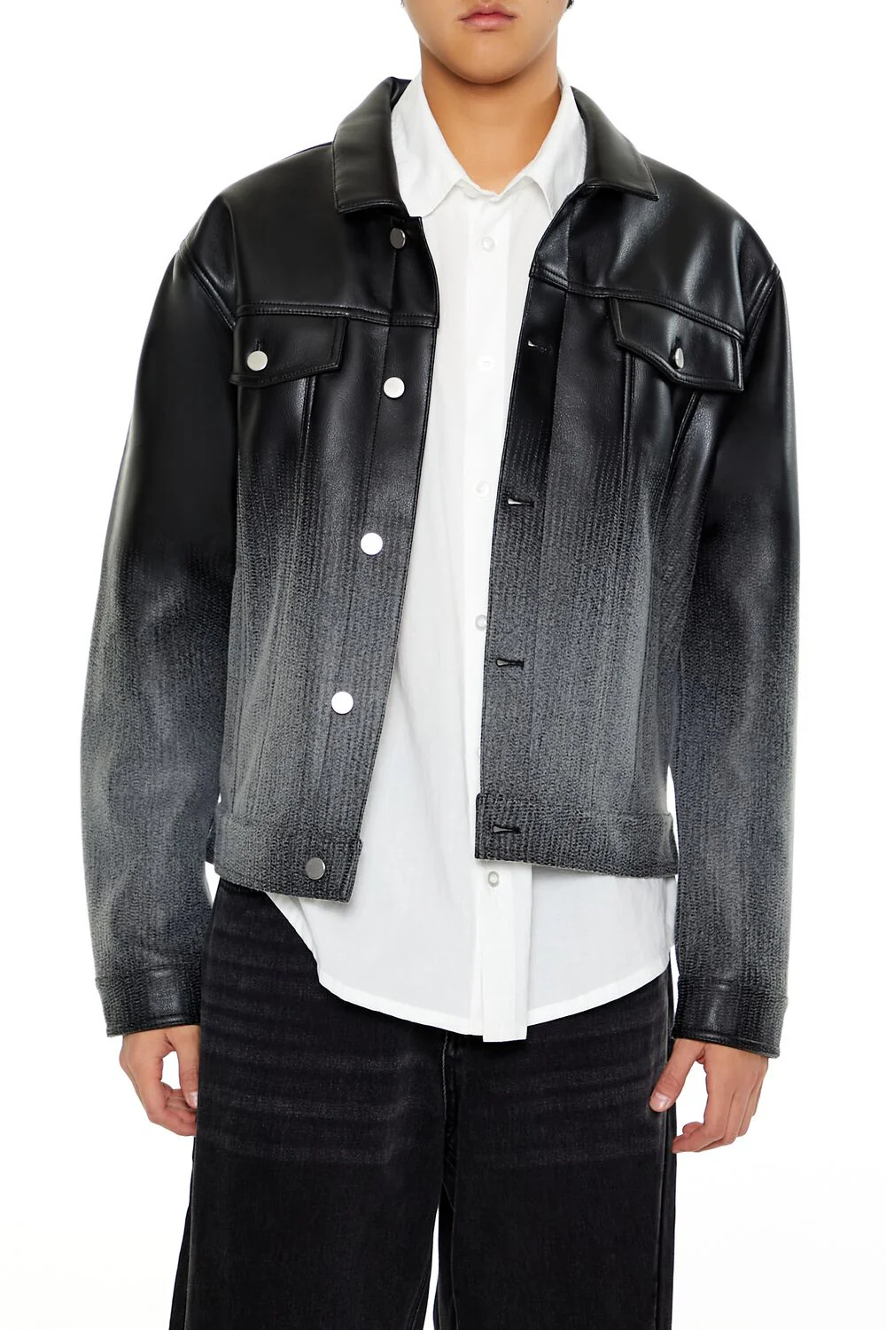 Ombre Faux Leather Moto Jacket - Image 7