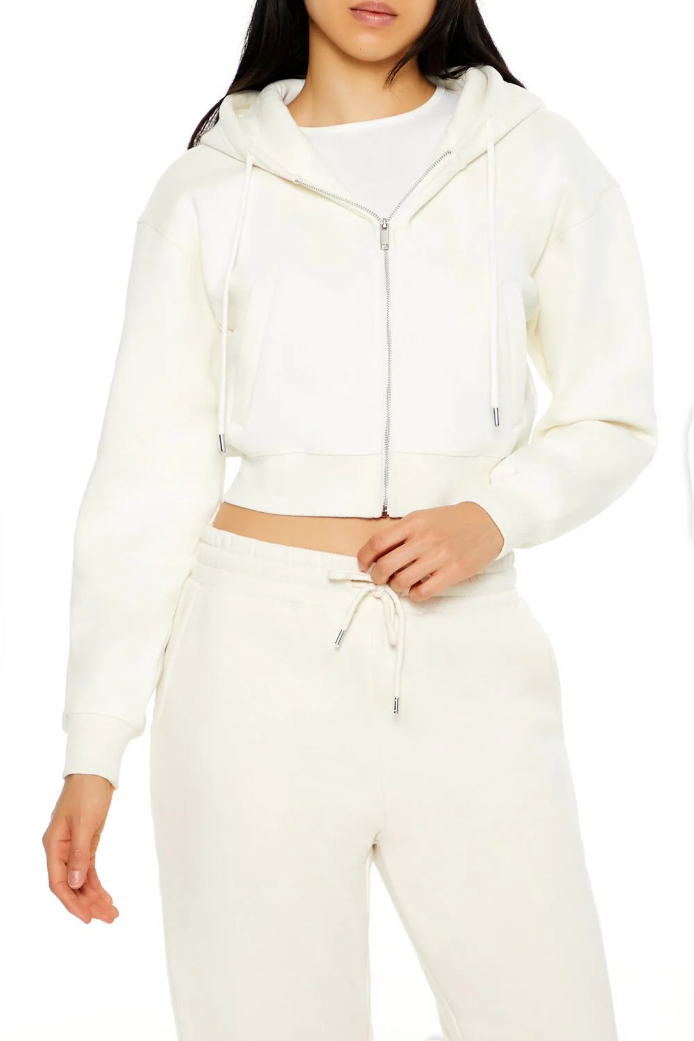 Cropped Fleece Zip-Up Hoodie - Image 11