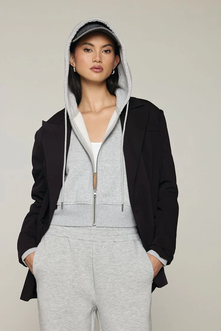 Cropped Fleece Zip-Up Hoodie - Image 12