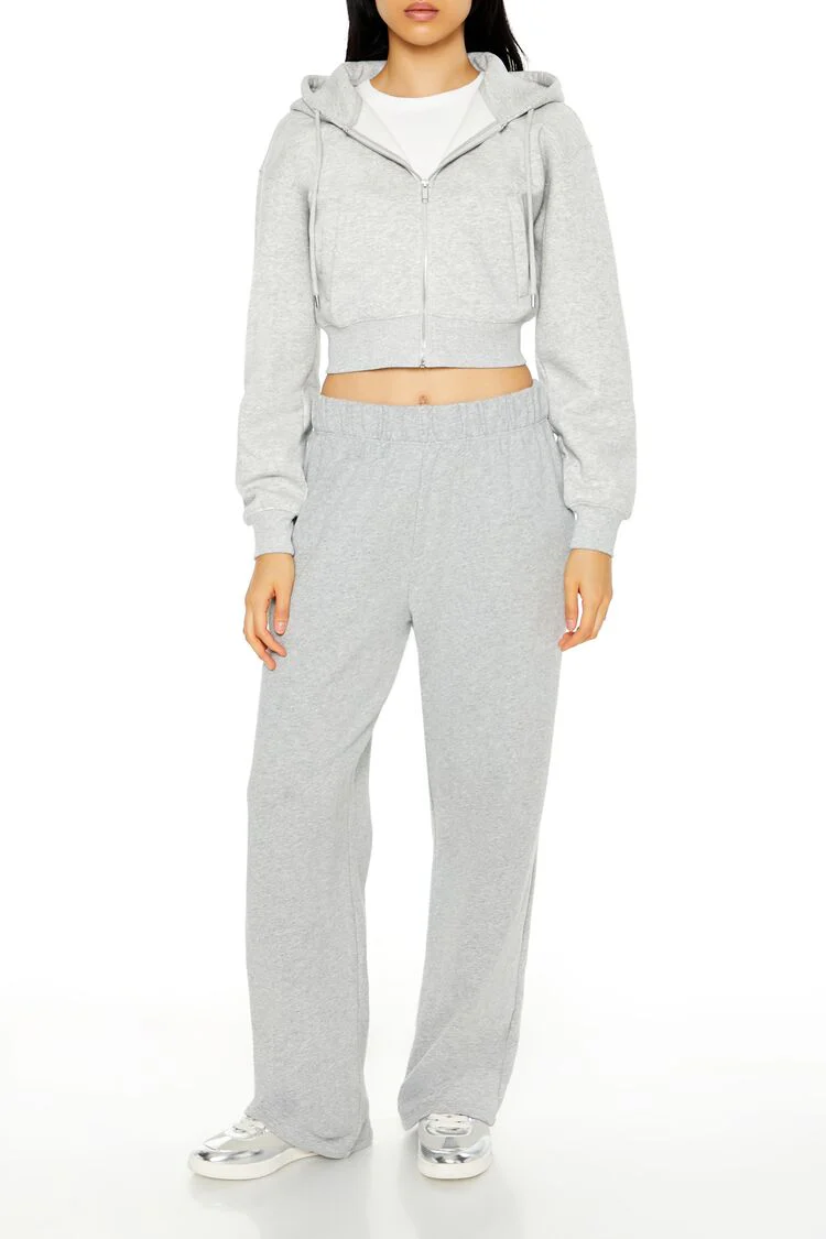 Cropped Fleece Zip-Up Hoodie - Image 13