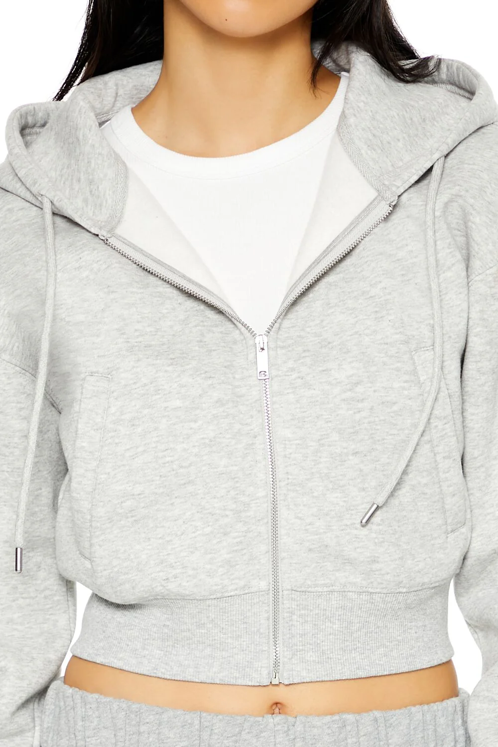 Cropped Fleece Zip-Up Hoodie - Image 14