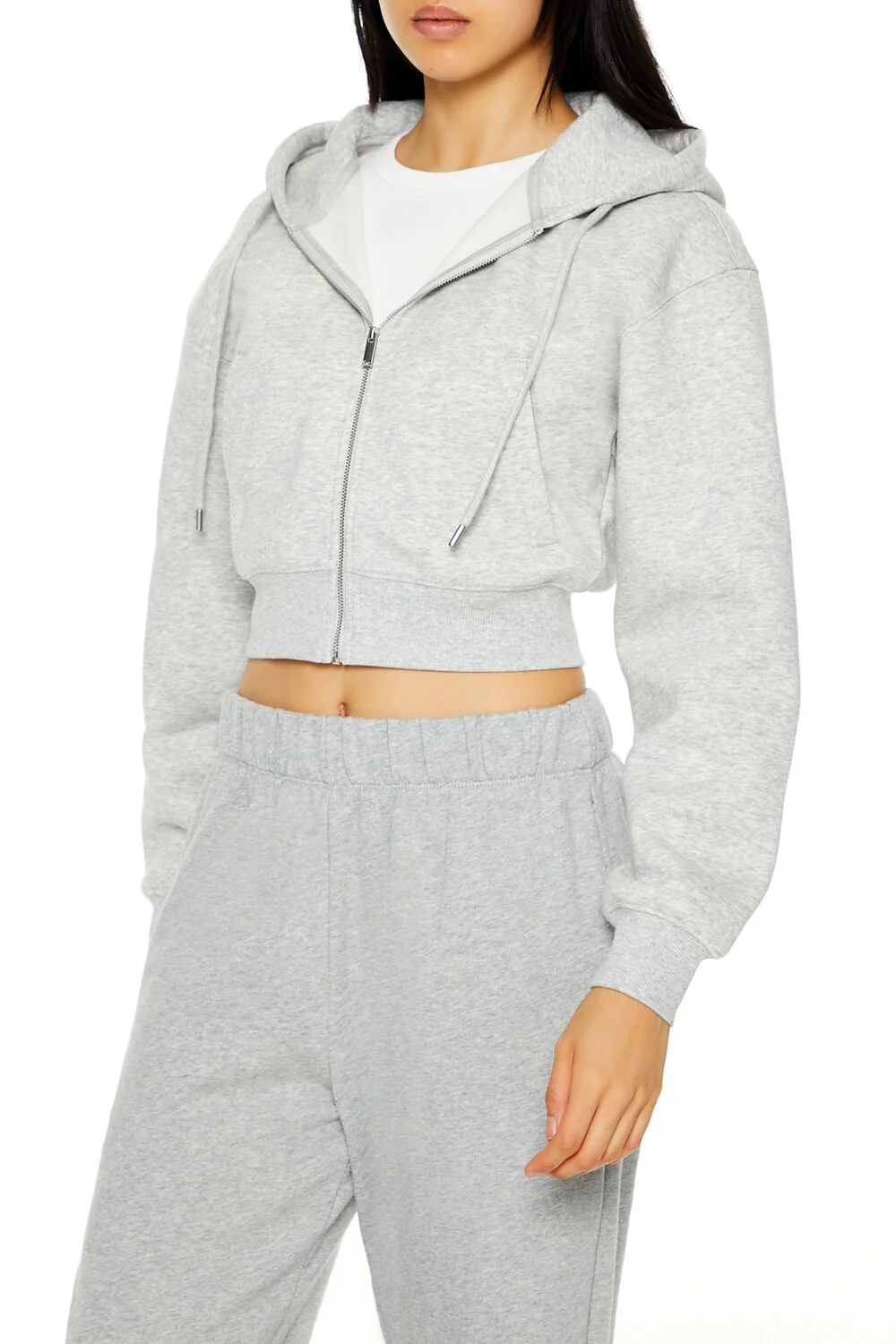 Cropped Fleece Zip-Up Hoodie - Image 15