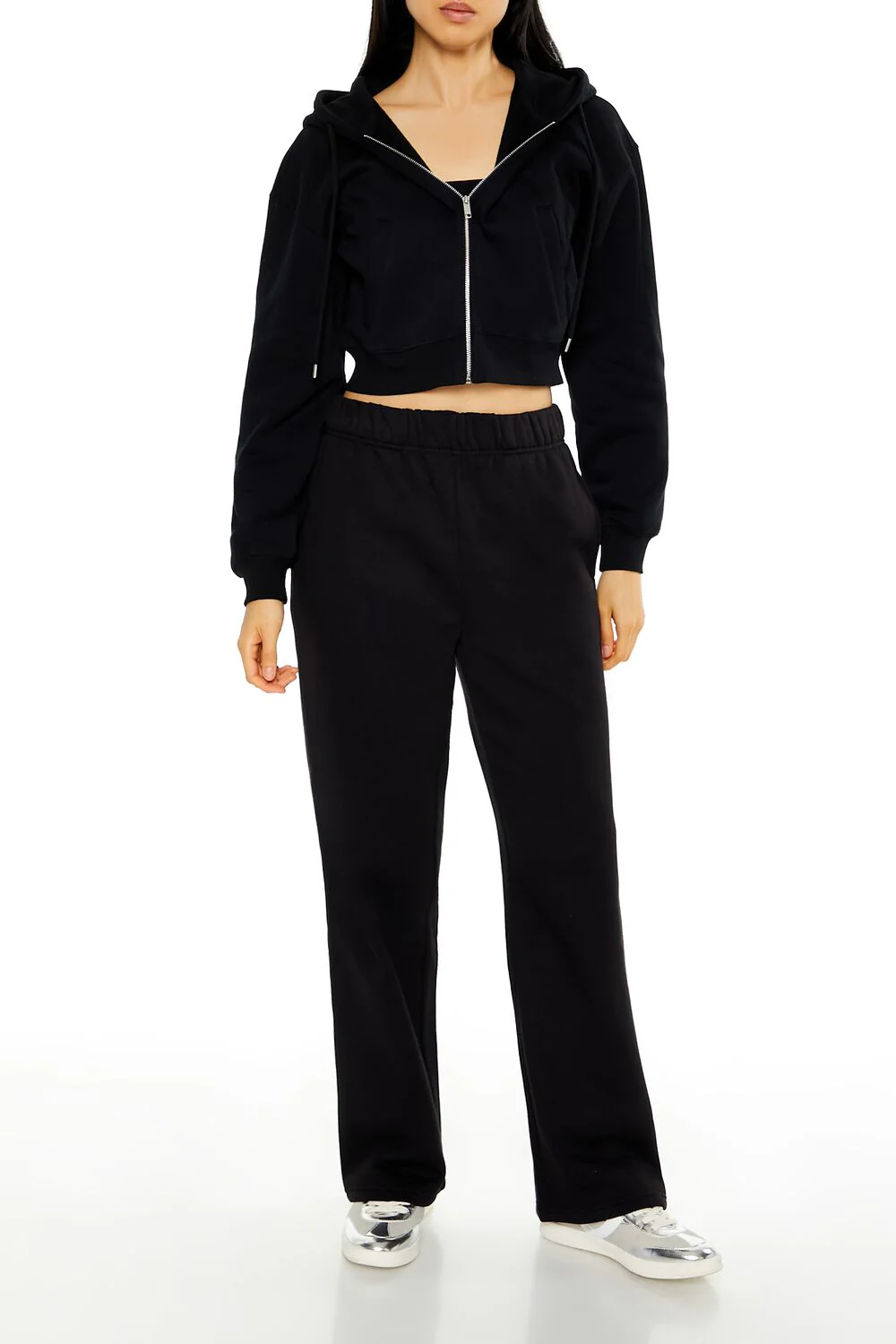 Cropped Fleece Zip-Up Hoodie - Image 2