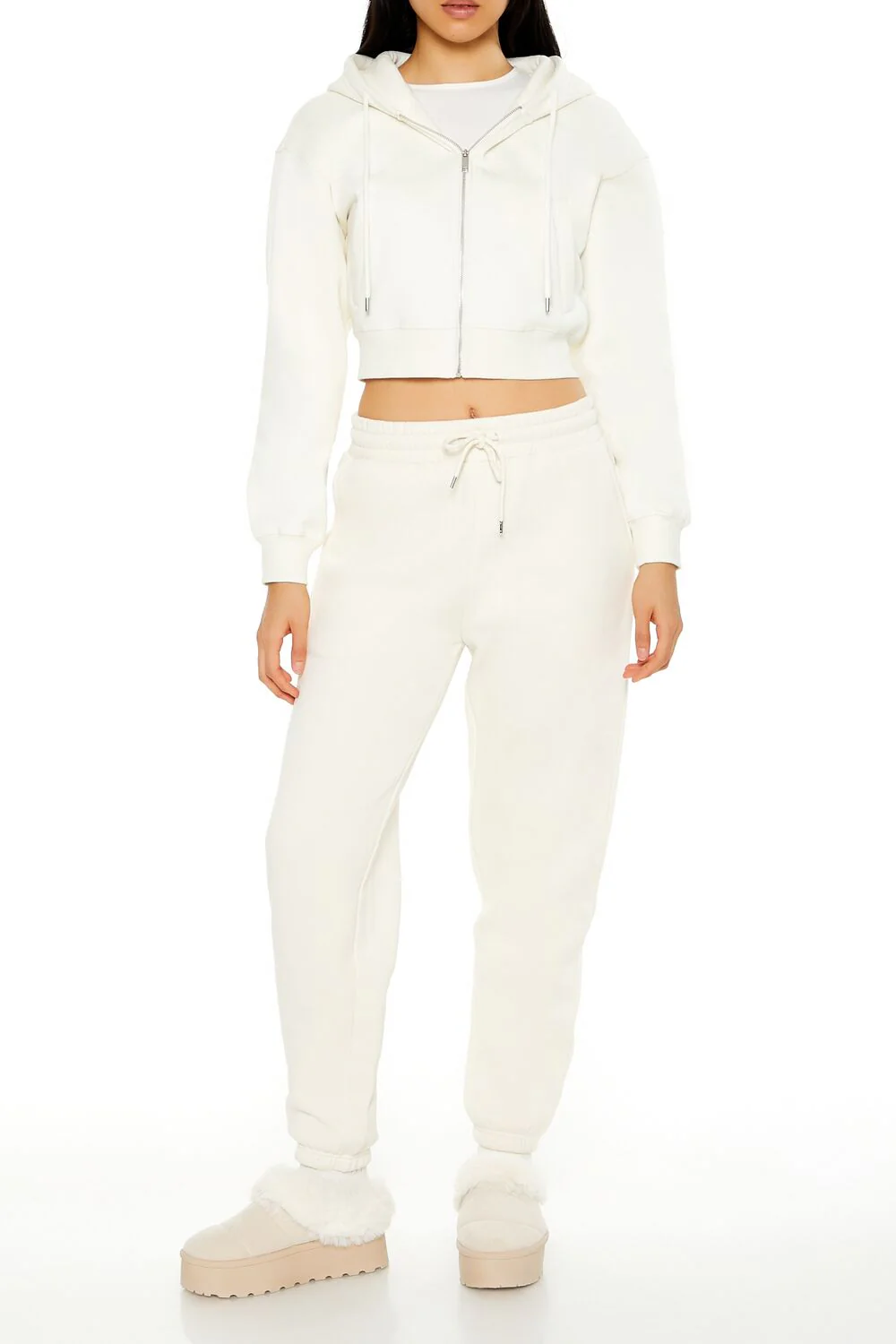Cropped Fleece Zip-Up Hoodie - Image 7