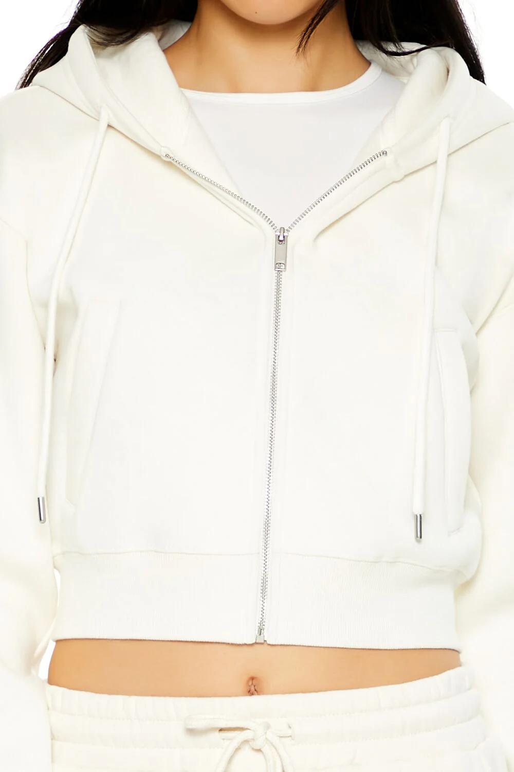 Cropped Fleece Zip-Up Hoodie - Image 8