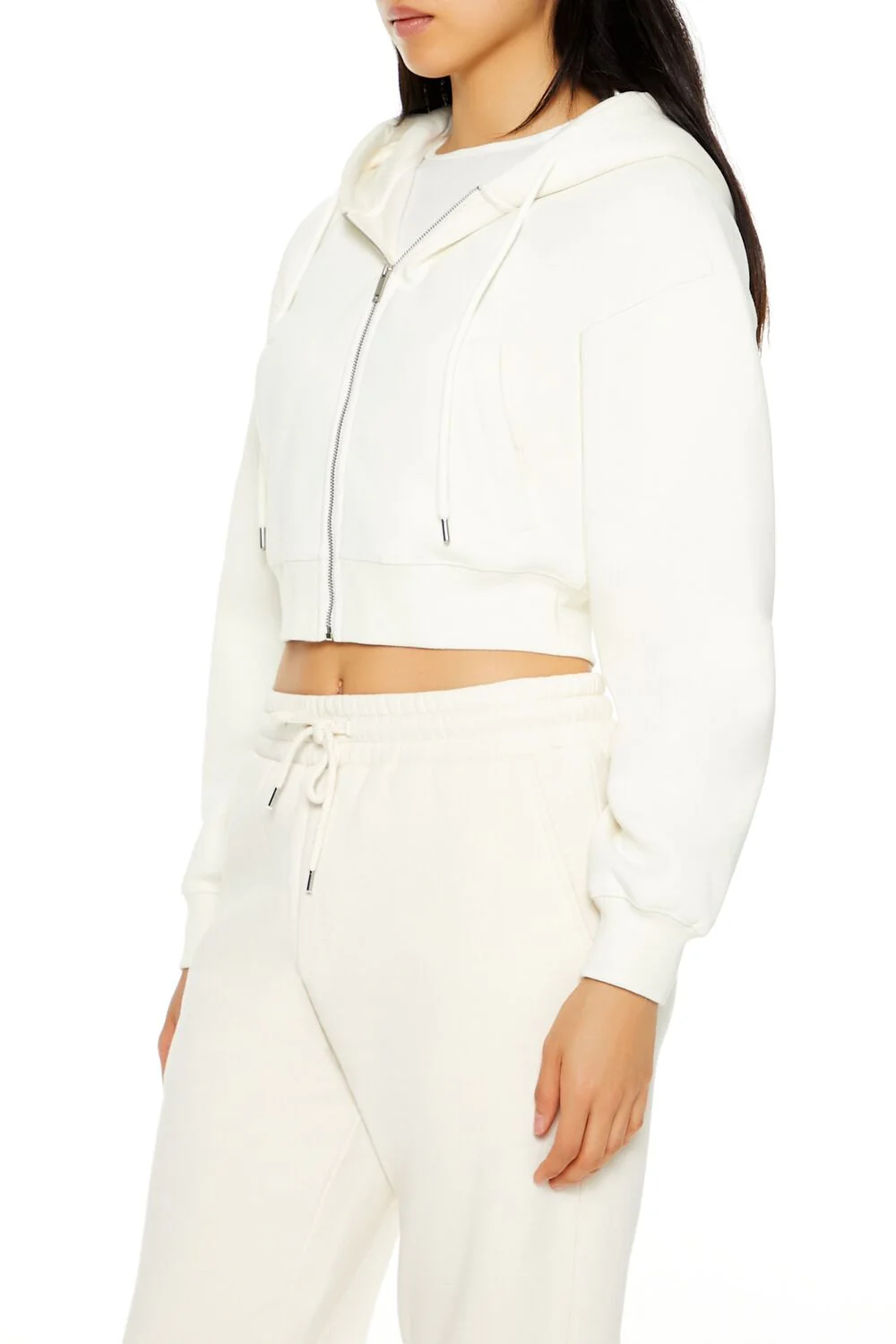 Cropped Fleece Zip-Up Hoodie - Image 9