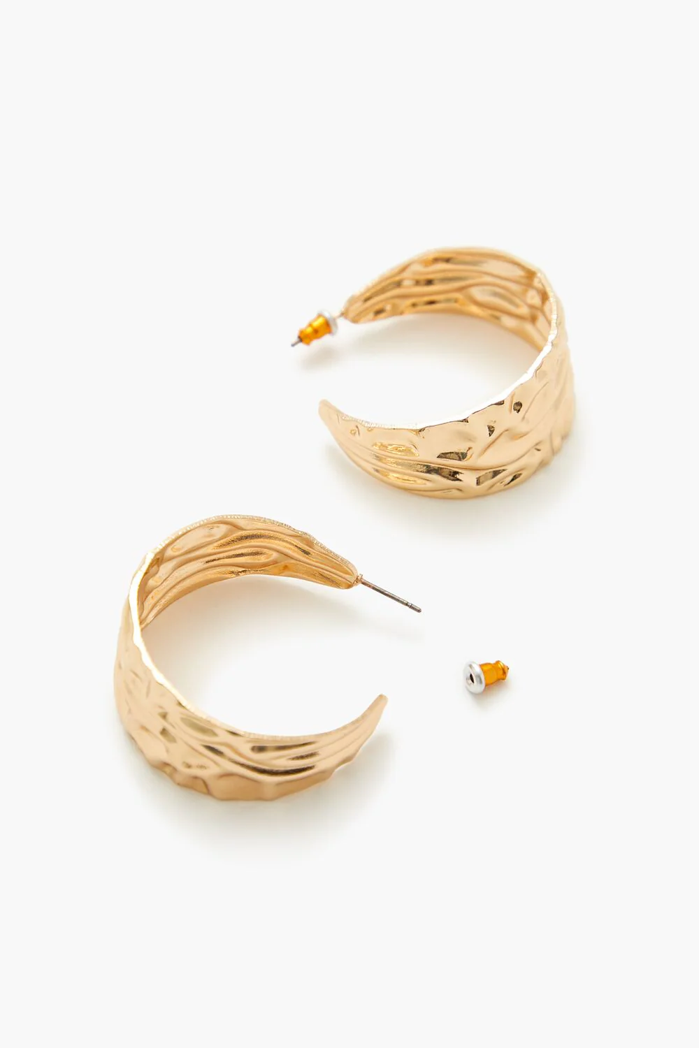 Thick Hammered Hoop Earrings - Image 3