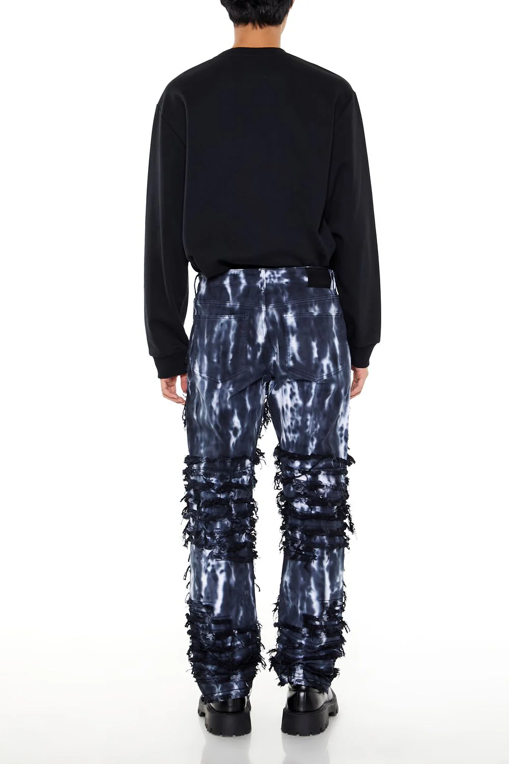 Destroyed Bleach Dye Slim-Fit Jeans - Image 4