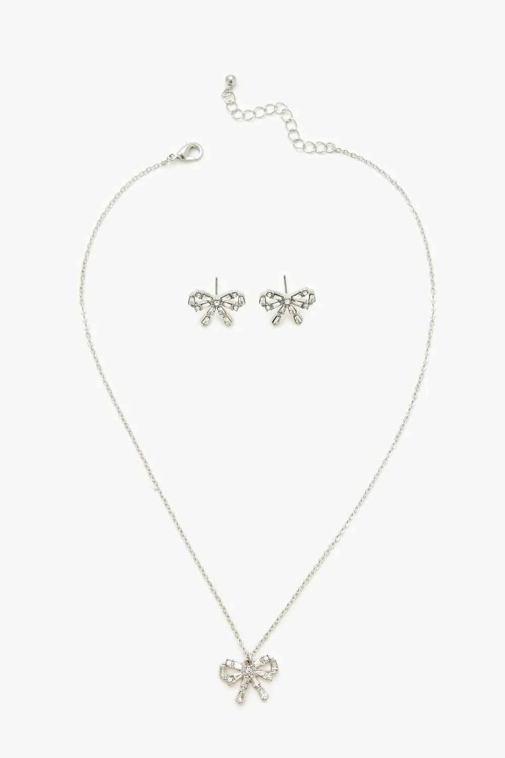Bow Necklace & Stud Earrings Set - Image 2