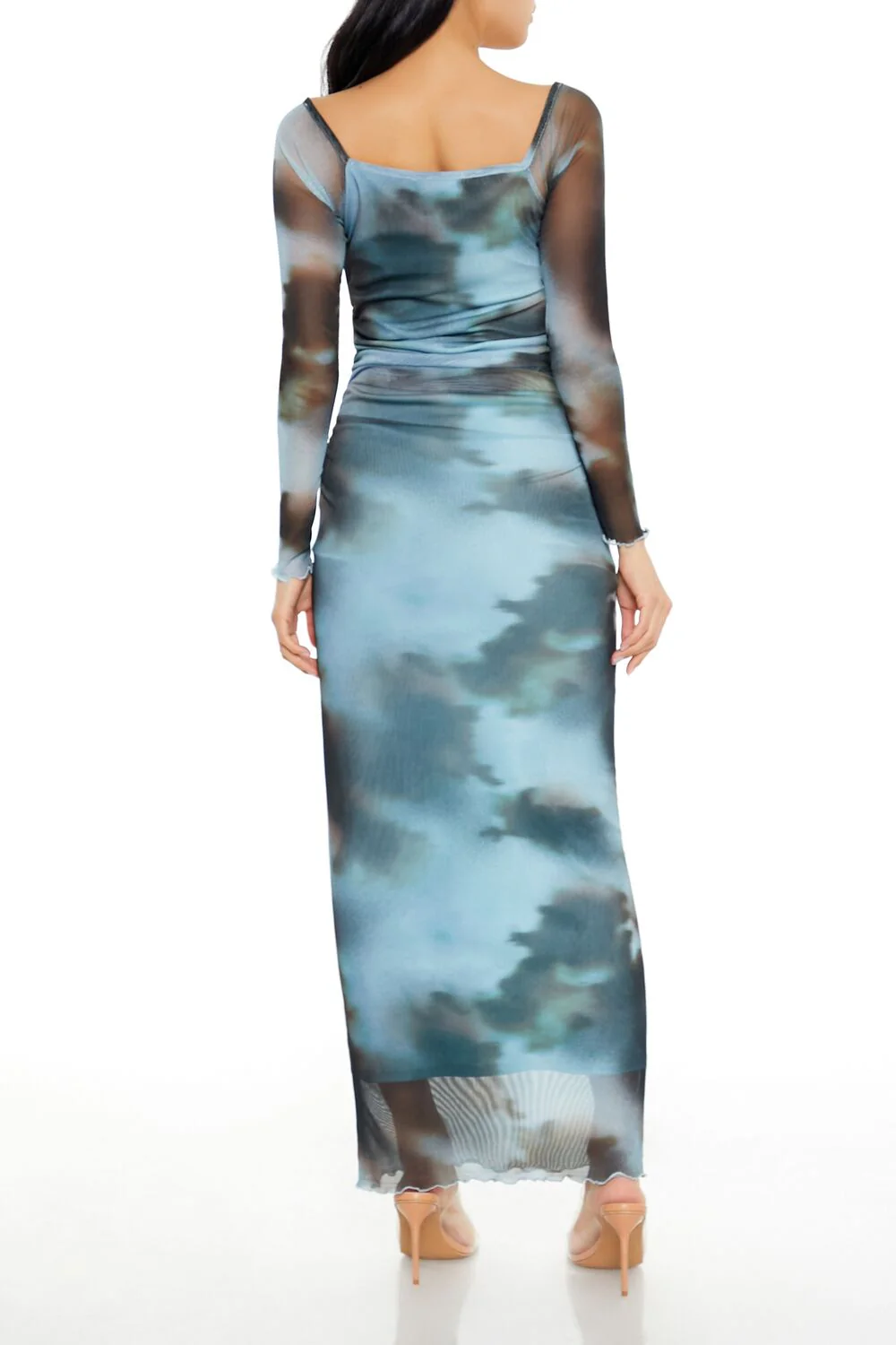Mesh Abstract Bodycon Maxi Dress - Image 4