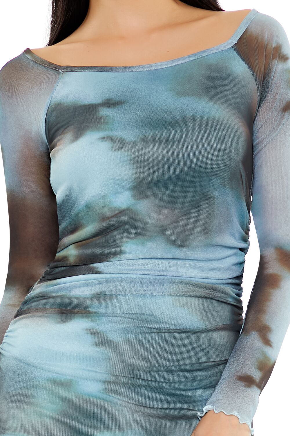 Mesh Abstract Bodycon Maxi Dress - Image 5