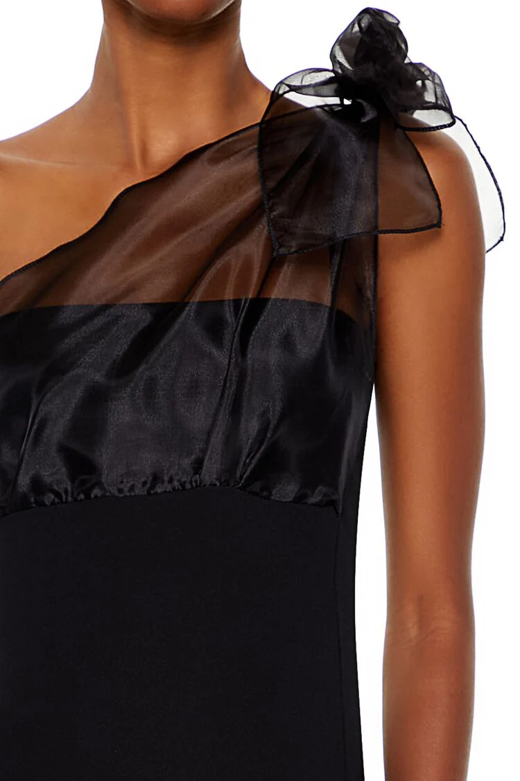 One-Shoulder Bow Mini Tube Dress - Image 10
