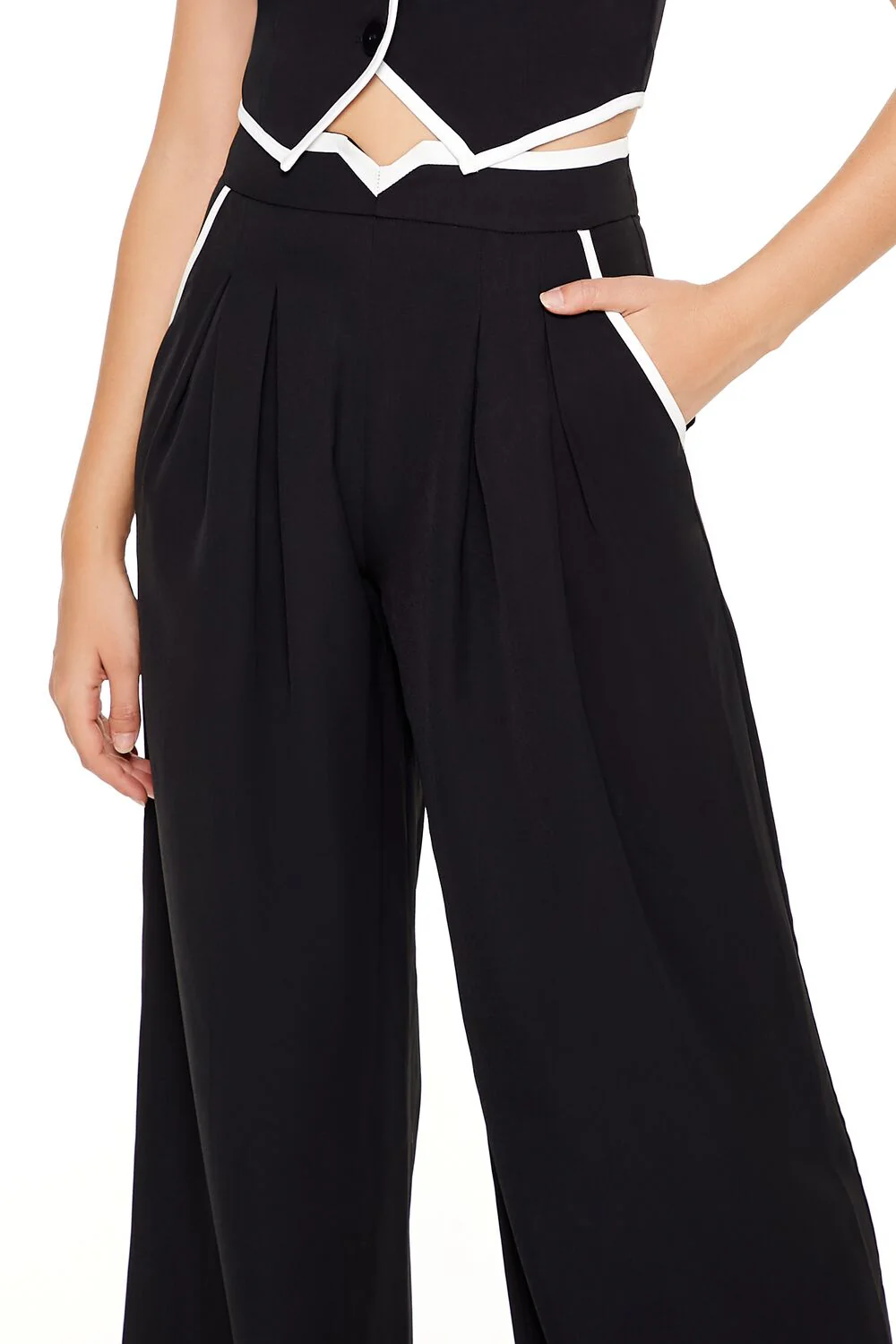 Two-Tone Vest & High-Rise Pants Set - Image 6