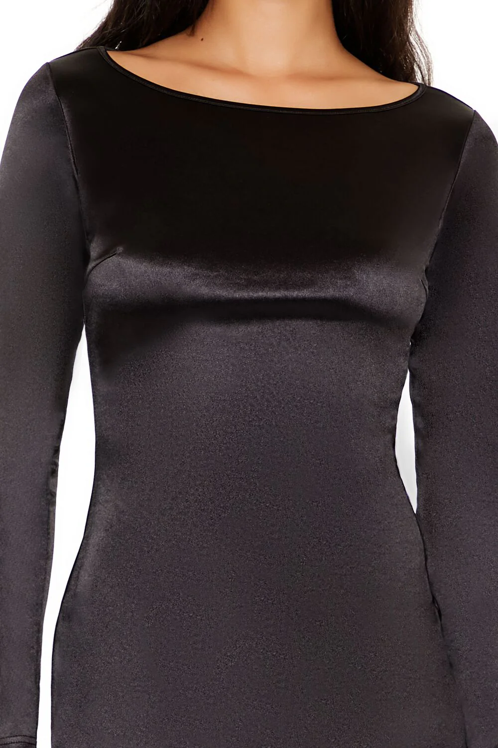 Satin Boat-Neck Mini Dress - Image 5