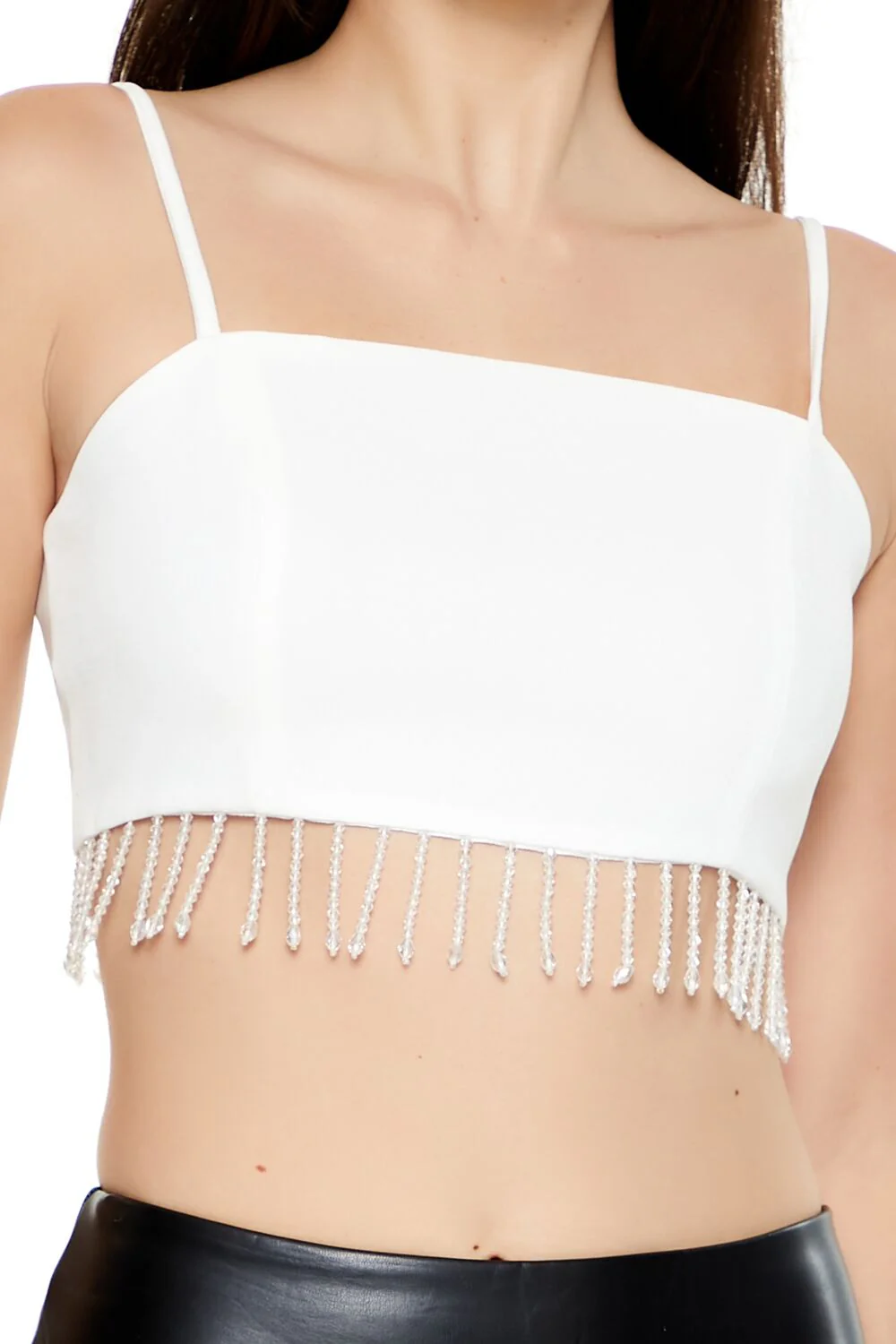 Beaded Tassel-Trim Cropped Cami - Image 3