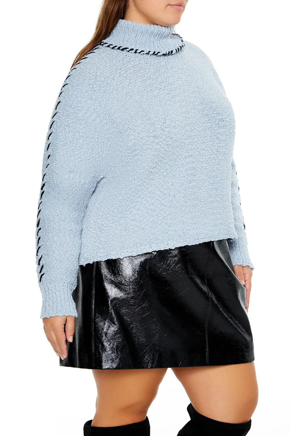 Plus Size Whipstitched Turtleneck Sweater - Image 4