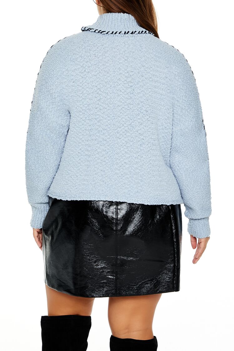 Plus Size Whipstitched Turtleneck Sweater - Image 5