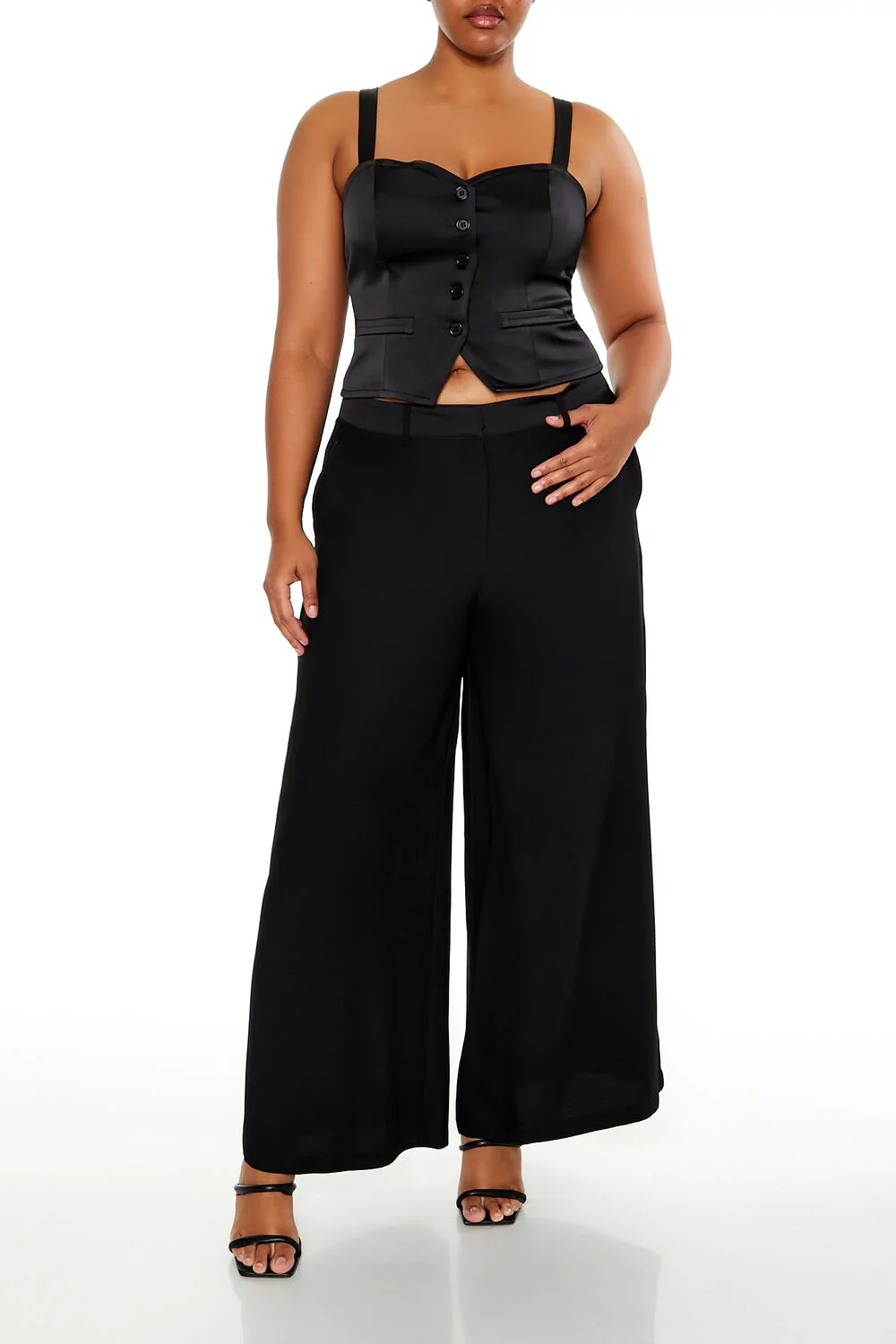 Plus Size Button-Front Crop Top - Image 2
