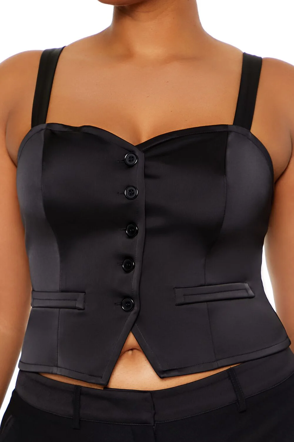Plus Size Button-Front Crop Top - Image 3