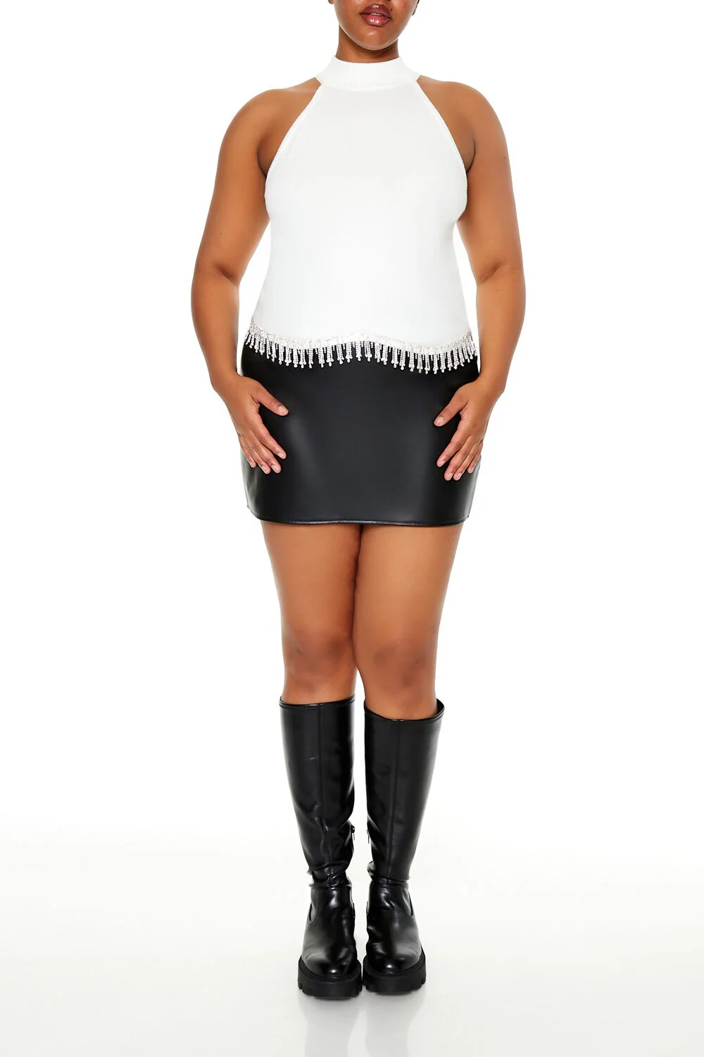 Plus Size Rhinestone-Trim Tank Top - Image 2