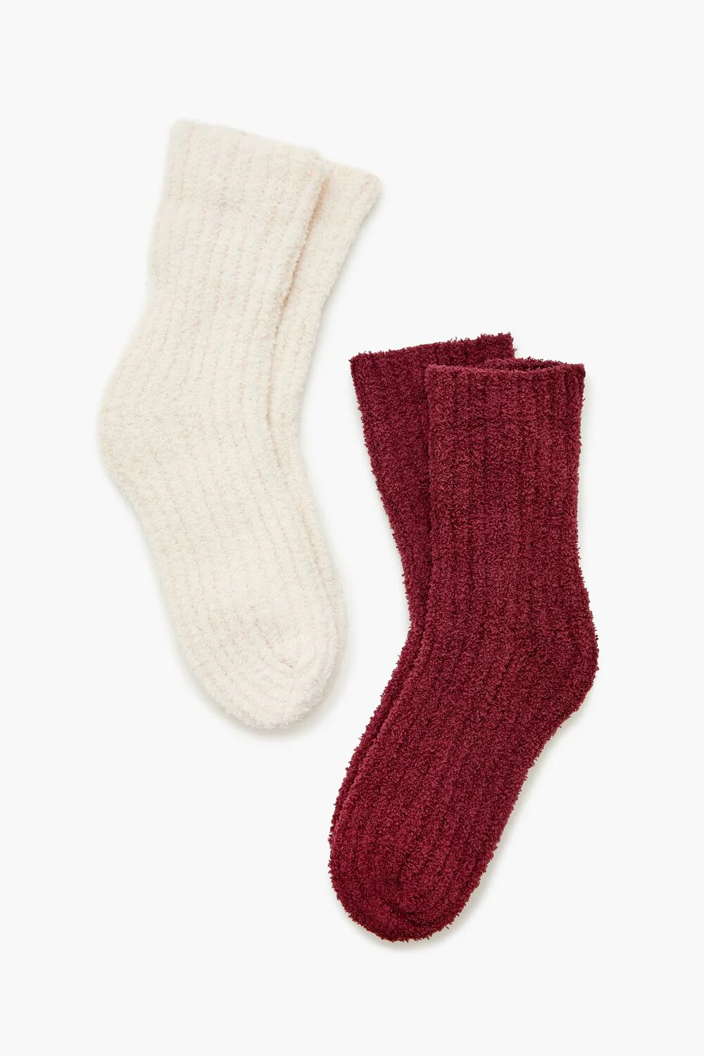 Fuzzy Ribbed Knit Crew Socks - 2 pack - Image 2