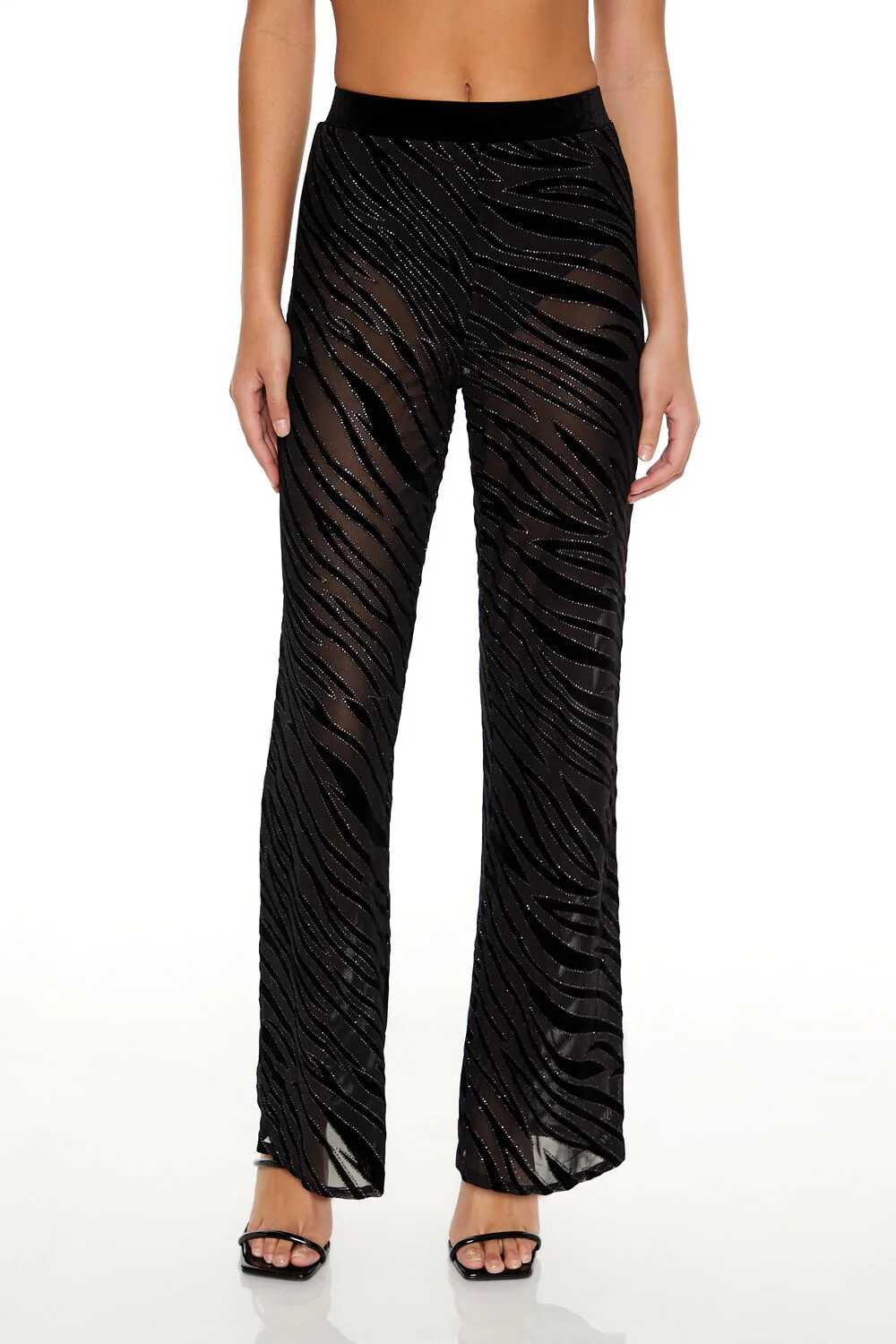 Sheer Sequin Zebra Flare Pants - Image 2