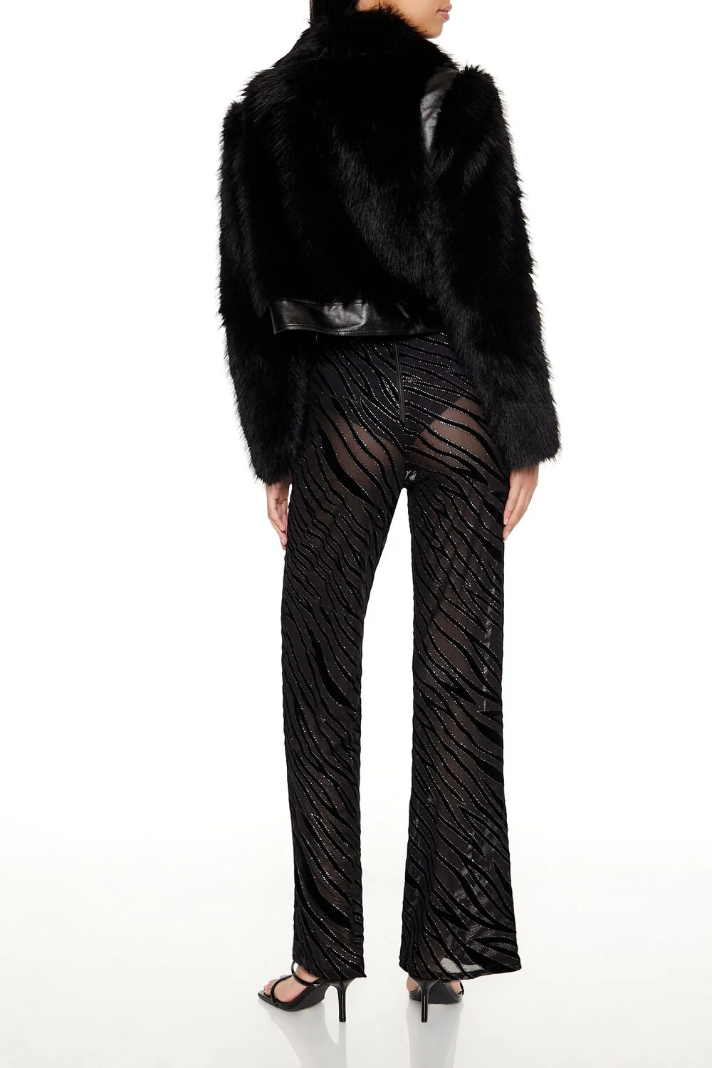 Sheer Sequin Zebra Flare Pants - Image 4