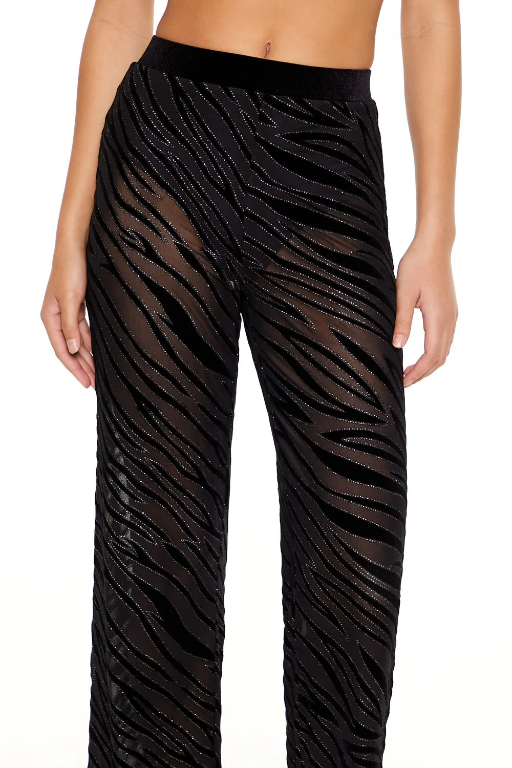 Sheer Sequin Zebra Flare Pants - Image 5