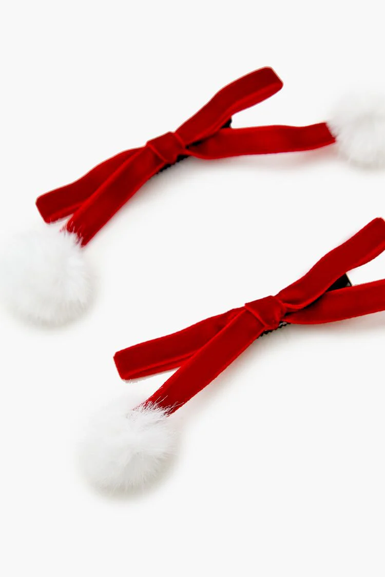 Velvet Bow Hair Clip Set - Image 3
