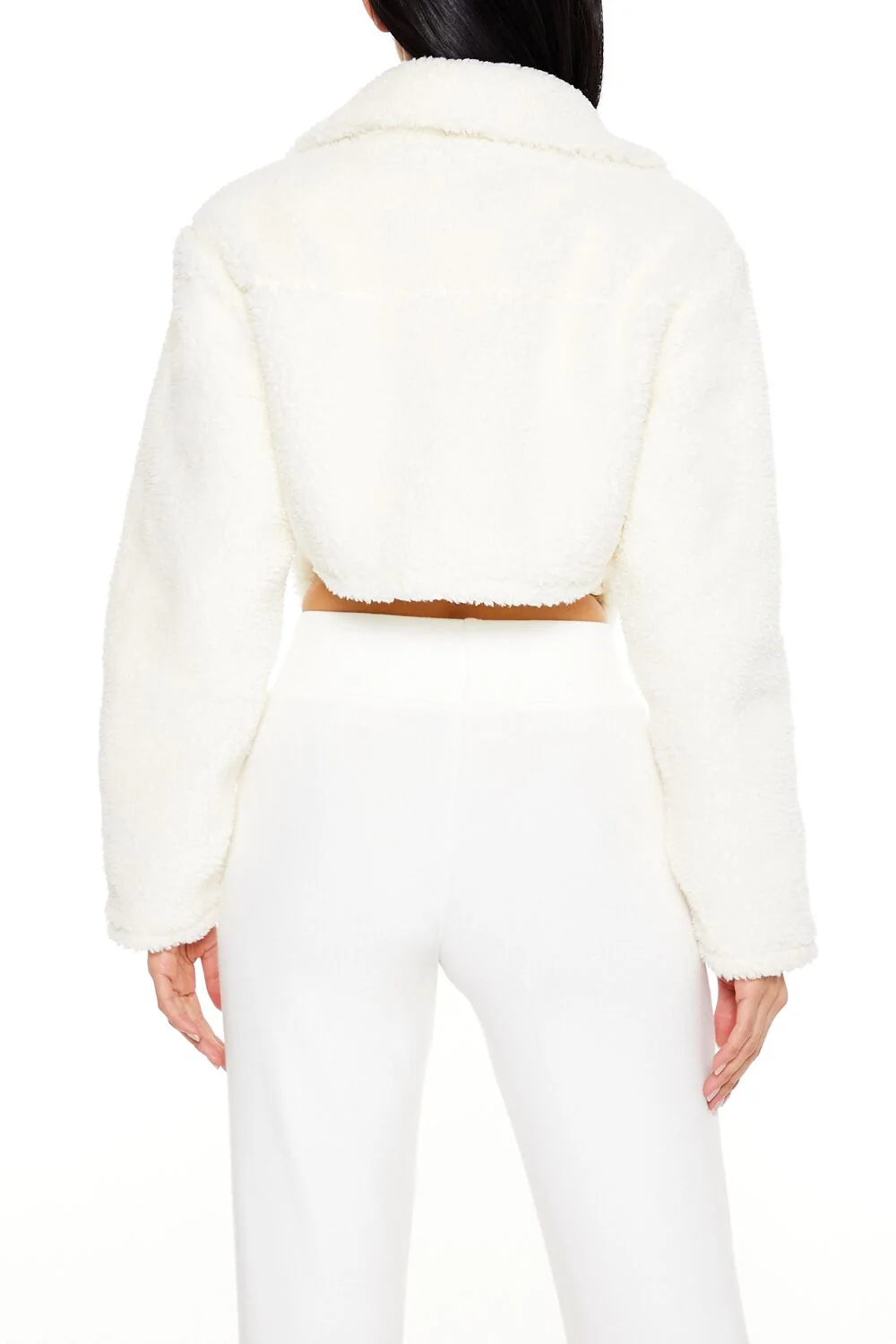 Faux Shearling Cropped Moto Jacket - Image 5