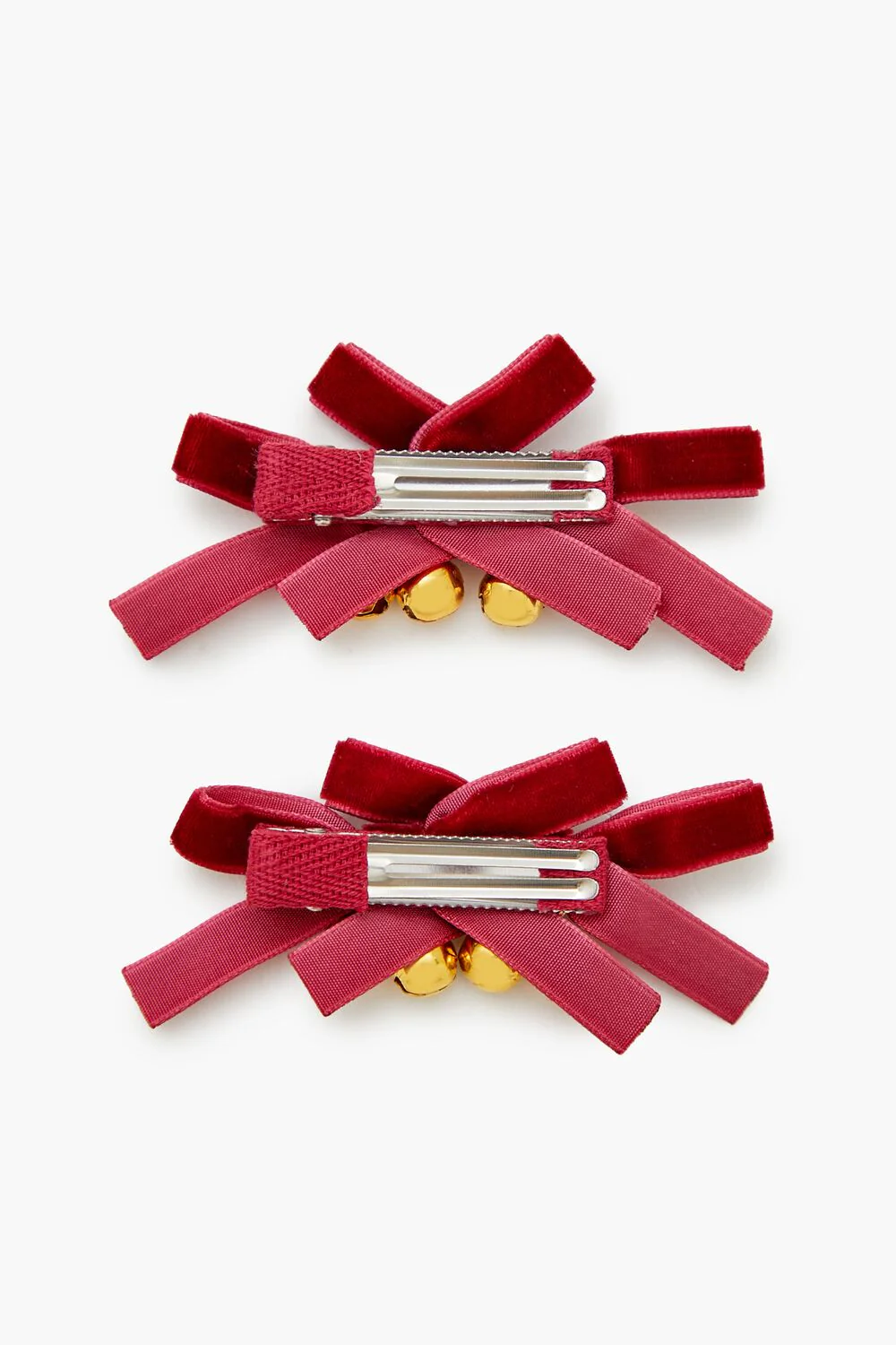 Velvet Bow Ornament Hair Clip Set - Image 2